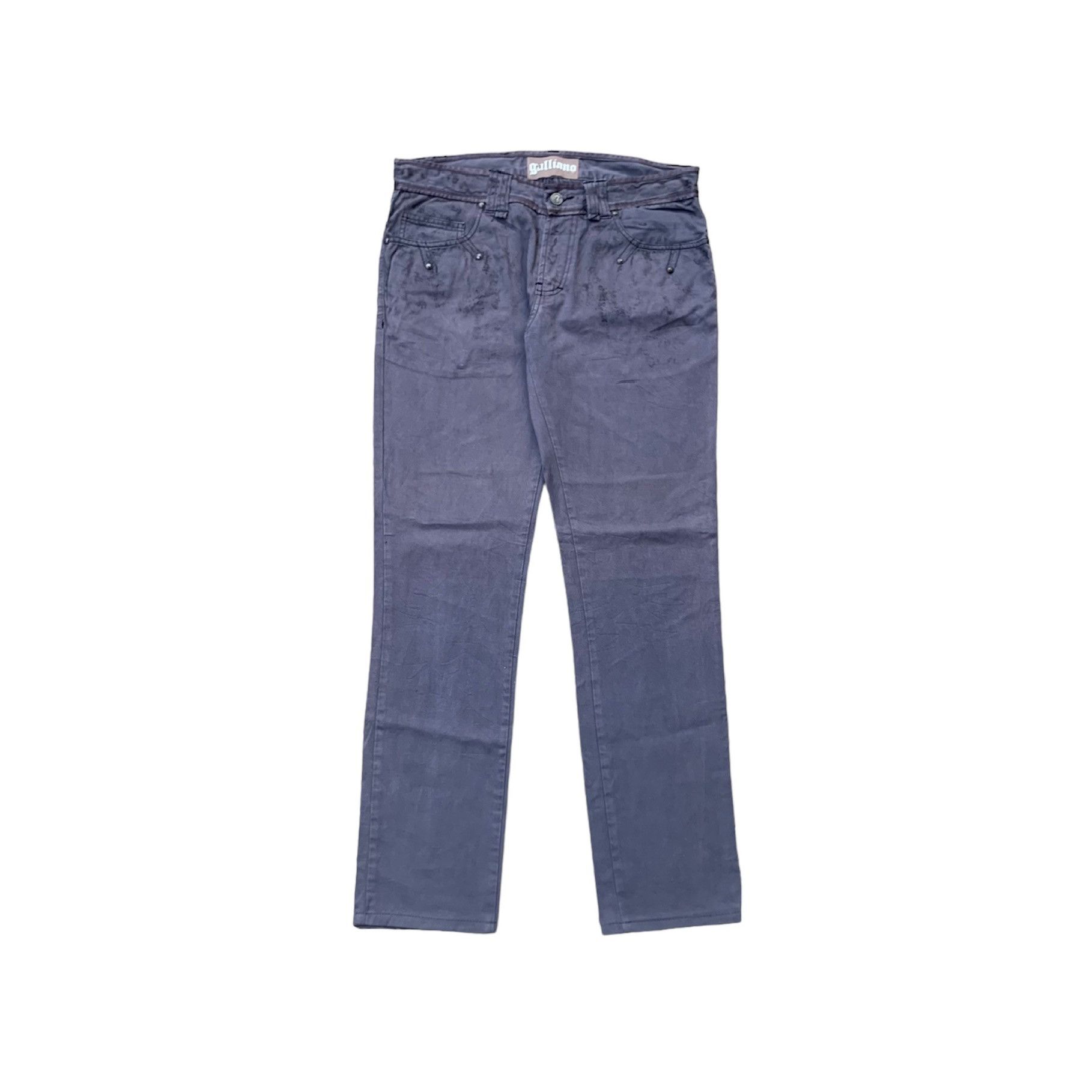image of Vintage John Galliano Gazette Newspaper Print Pants in Grey, Men's (Size 34)