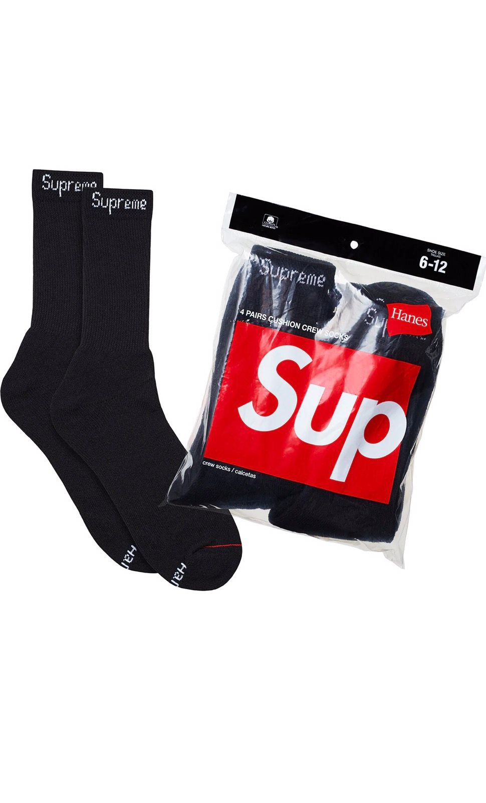 Pre-owned Supreme Hanes Socks - 1 Pair In Black