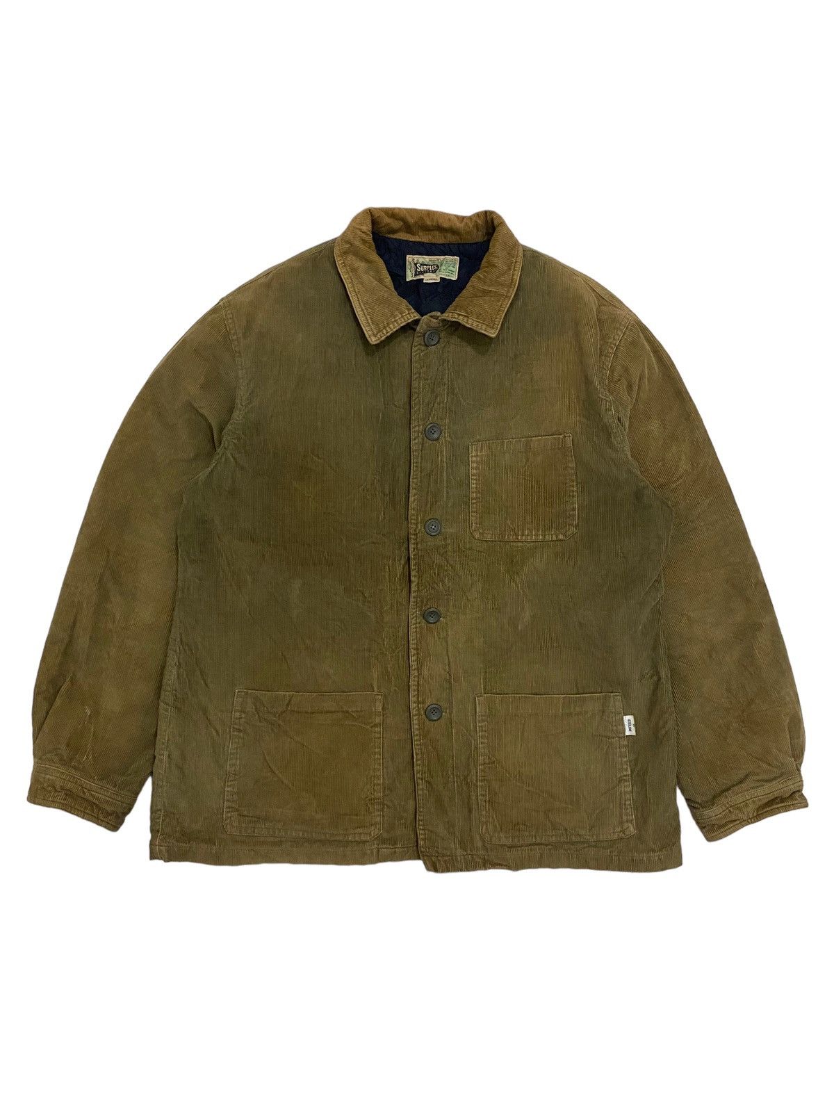image of Military x Surplus Vintage 1980 Surplus Corduroy Overshirt Jacket in Green Brown, Men's (Size Large