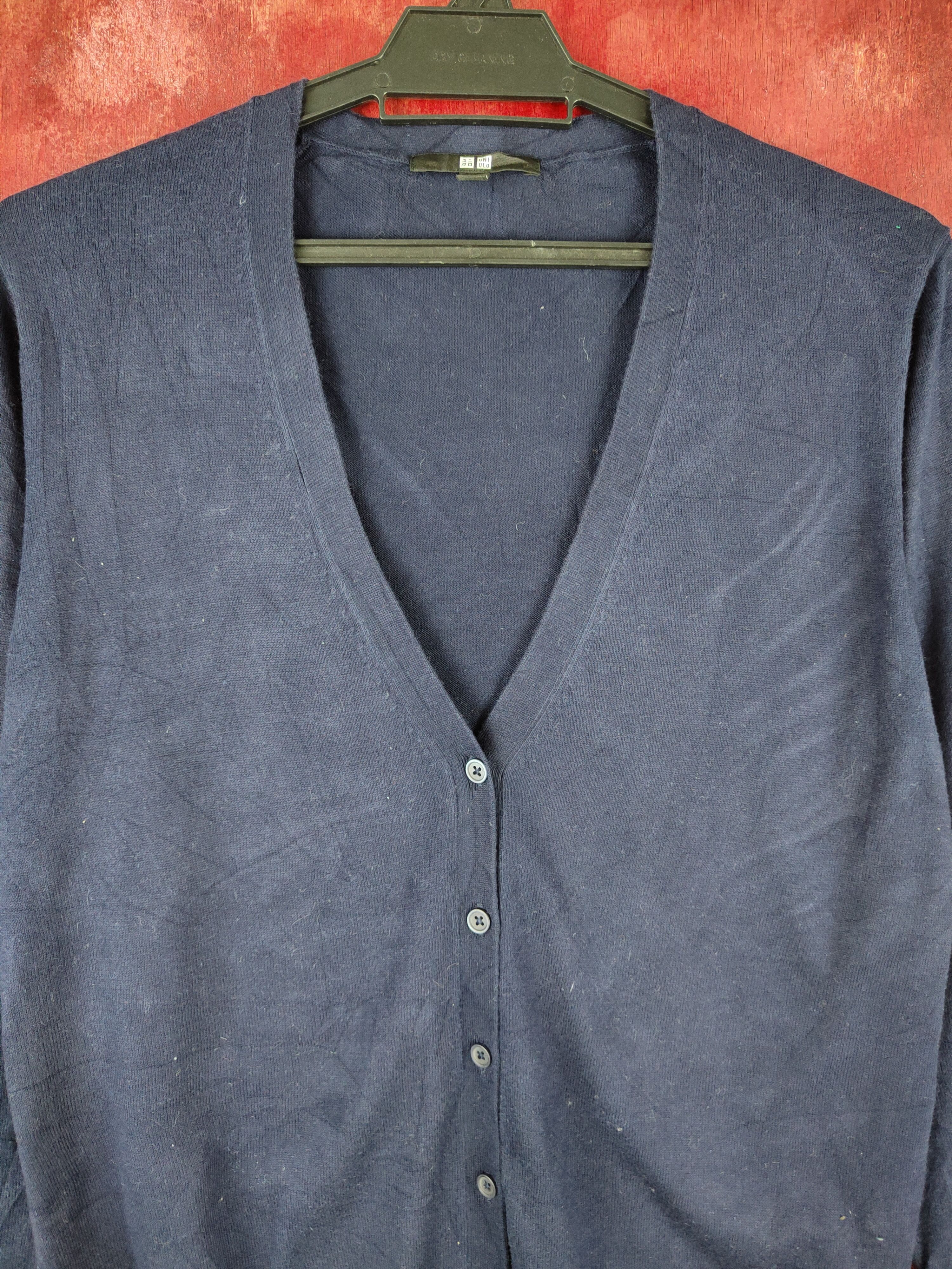 Japanese Brand × Uniqlo Uniqlo Dark Blue vintage Cardigan knitwear #S872 Size L / US 10 / IT 46 - 2 Thumbnail