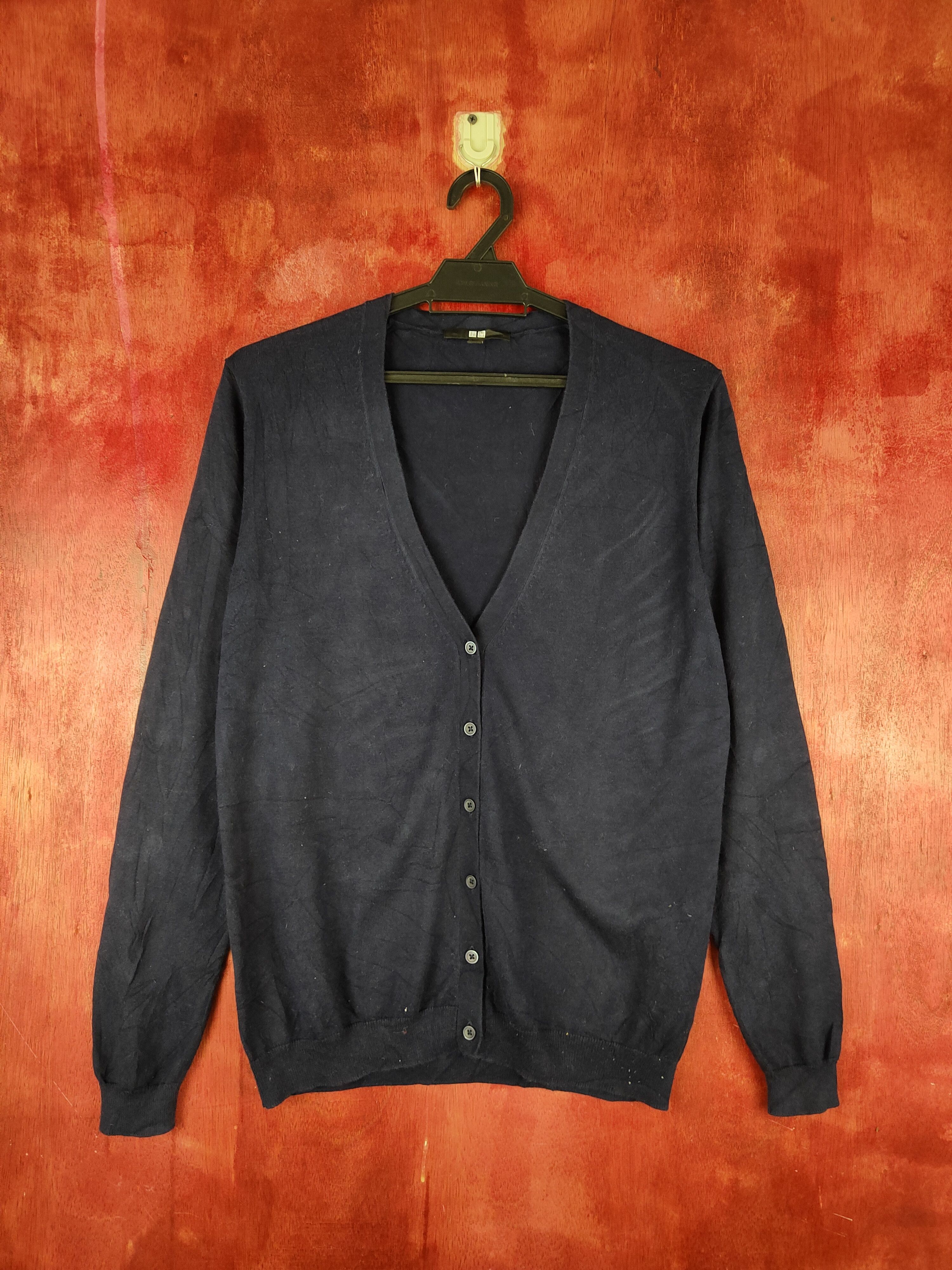 Japanese Brand × Uniqlo Uniqlo Dark Blue vintage Cardigan knitwear #S872 Size L / US 10 / IT 46 - 1 Thumbnail