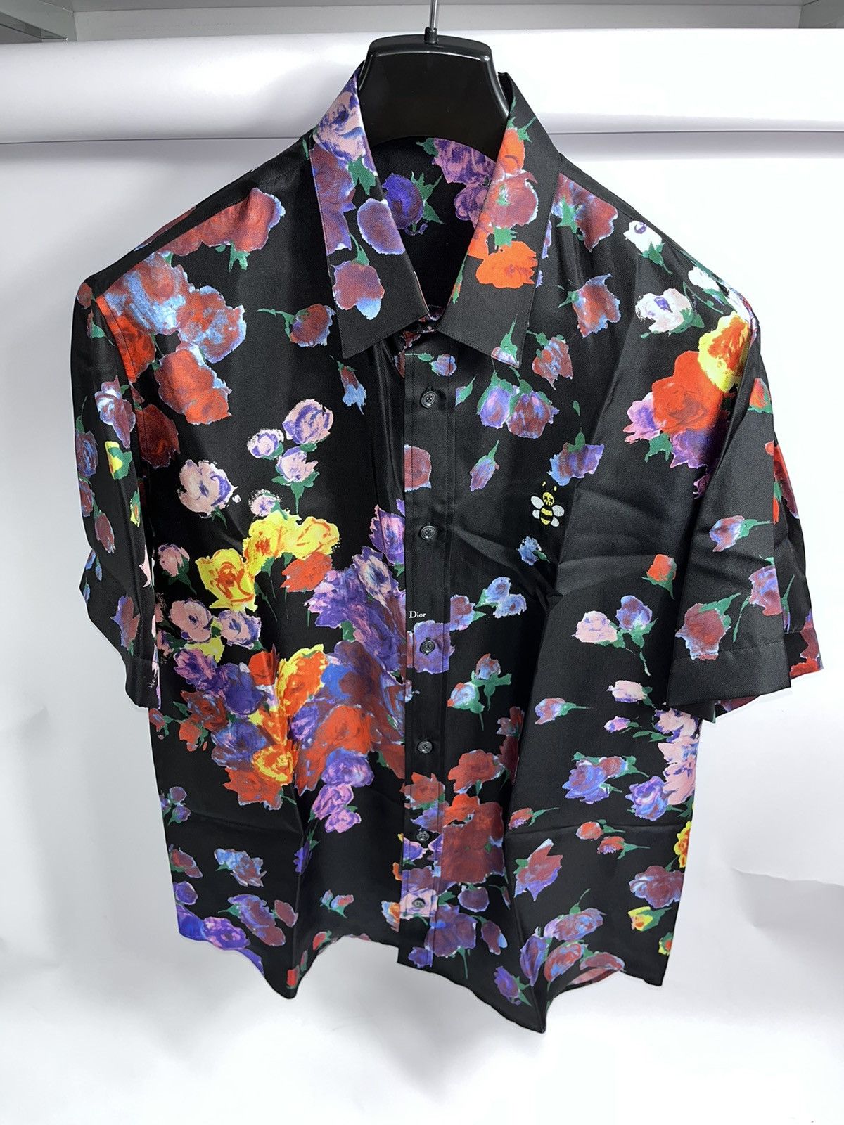 Dior × Kaws Floral Bee Embroidered Silk Shirt Size US M / EU 48-50 / 2 - 1 Thumbnail