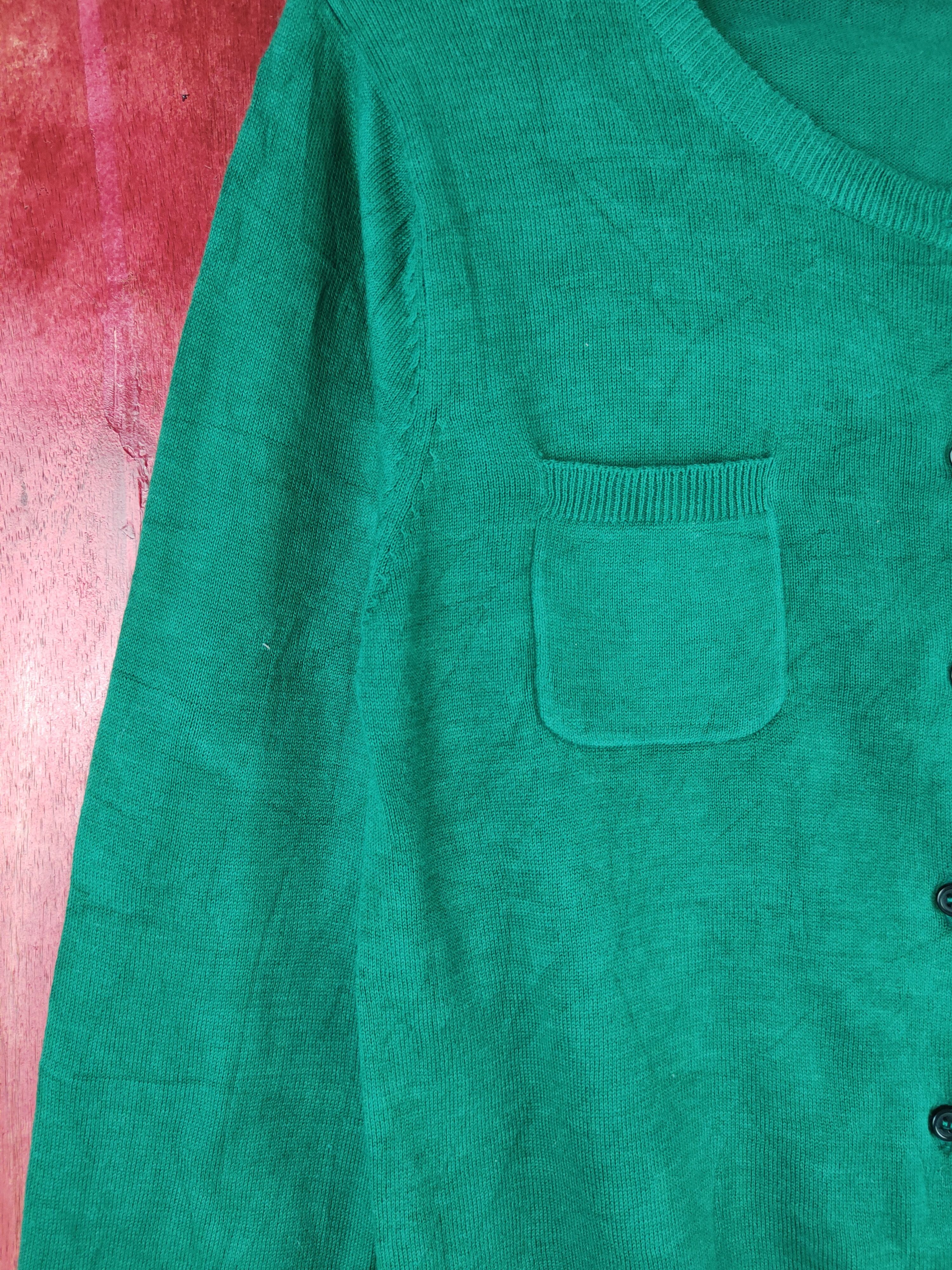 Homespun Knitwear × Japanese Brand Style Basic Green double pocket Cardigan knitwear #S870 Size L / US 10 / IT 46 - 4 Thumbnail