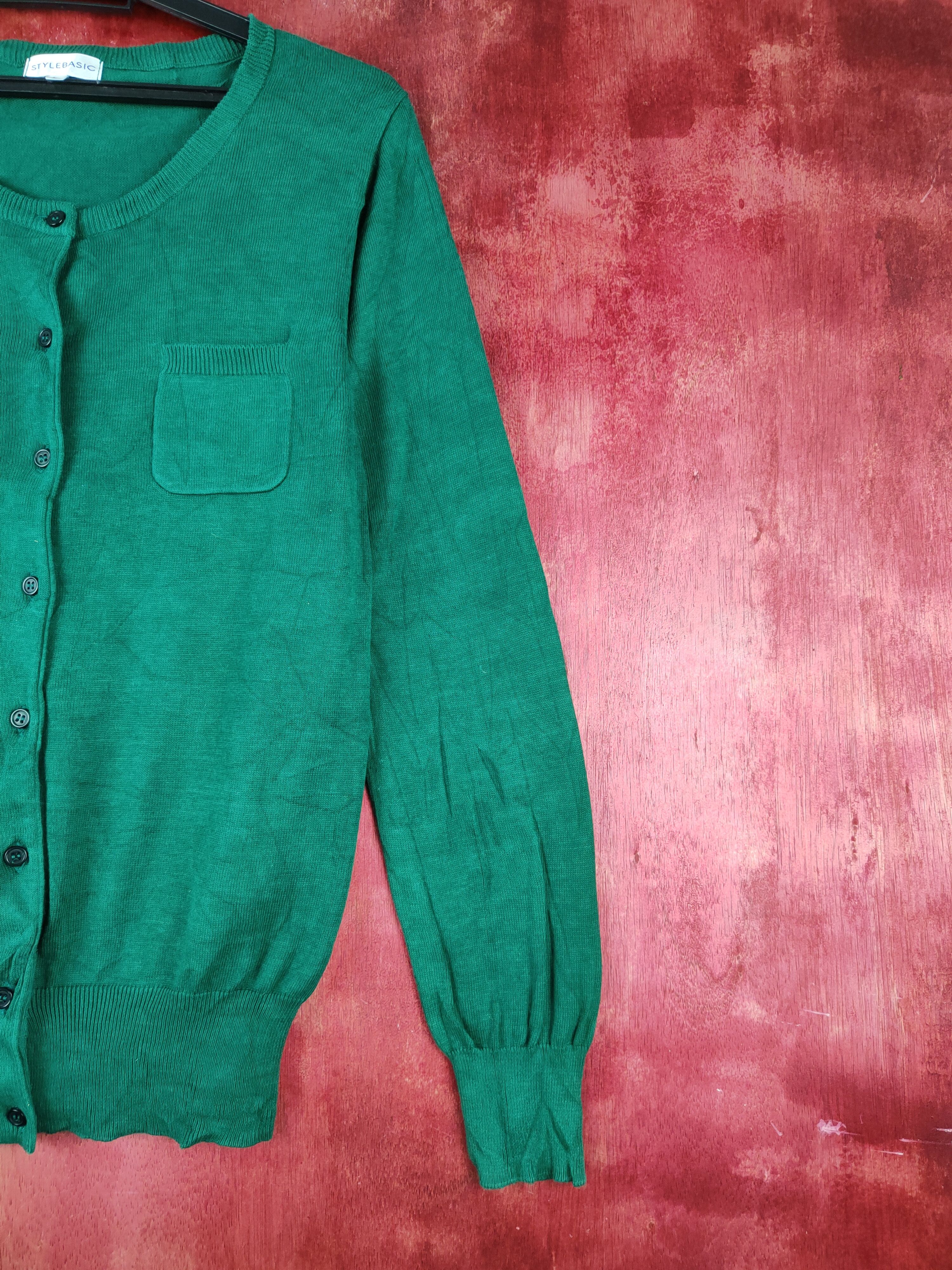 Homespun Knitwear × Japanese Brand Style Basic Green double pocket Cardigan knitwear #S870 Size L / US 10 / IT 46 - 6 Thumbnail