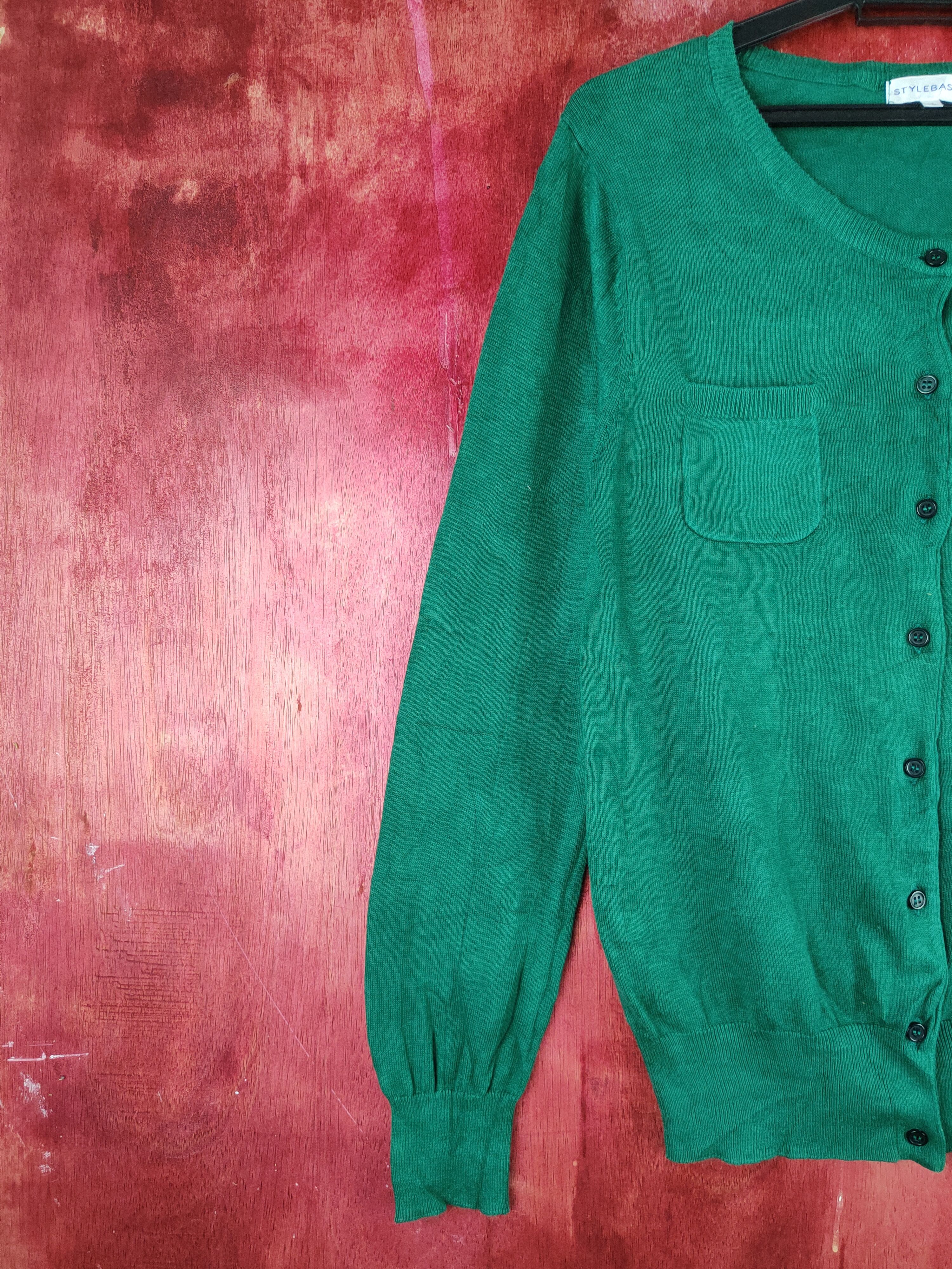 Homespun Knitwear × Japanese Brand Style Basic Green double pocket Cardigan knitwear #S870 Size L / US 10 / IT 46 - 3 Thumbnail