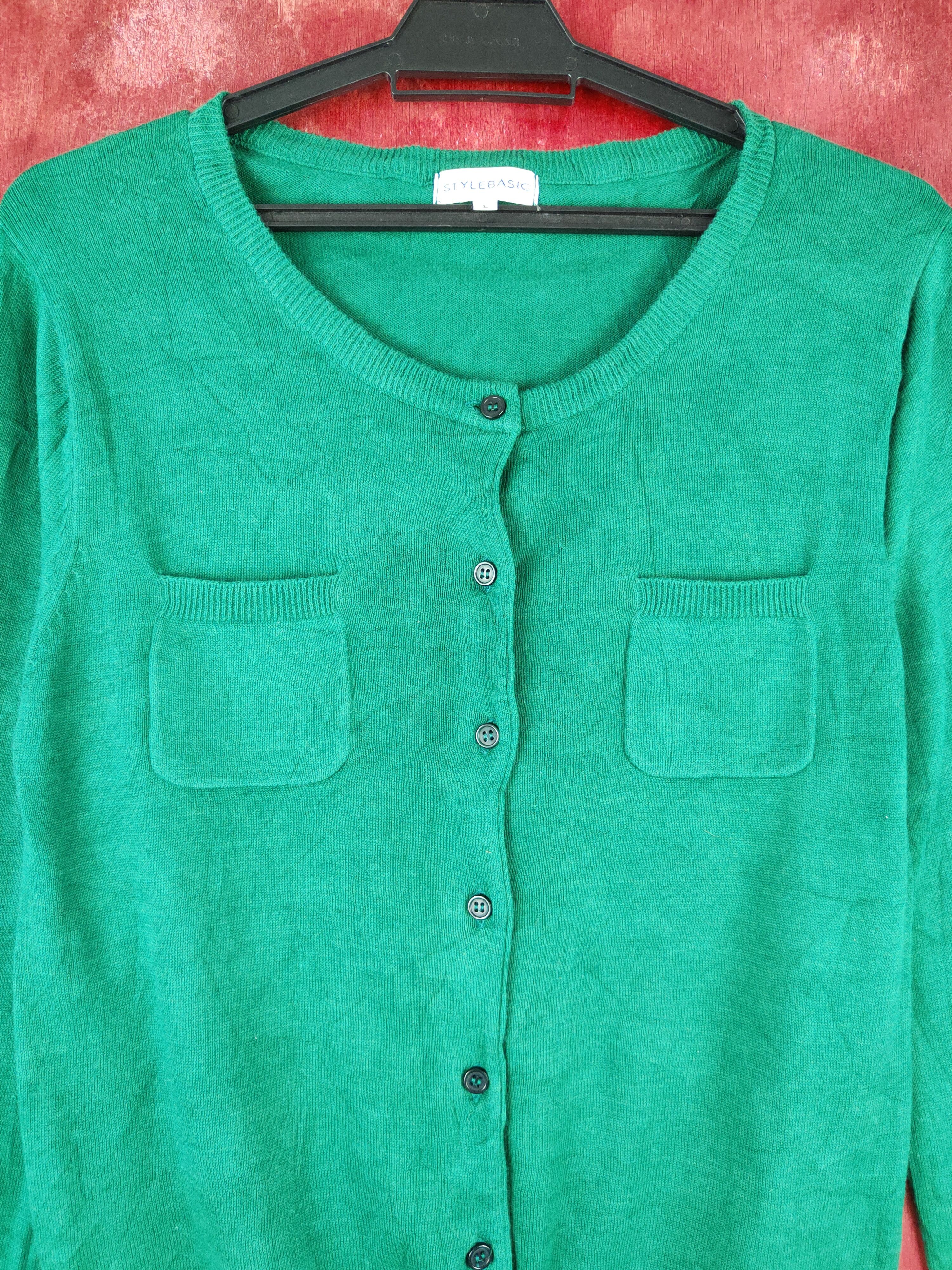 Homespun Knitwear × Japanese Brand Style Basic Green double pocket Cardigan knitwear #S870 Size L / US 10 / IT 46 - 2 Thumbnail