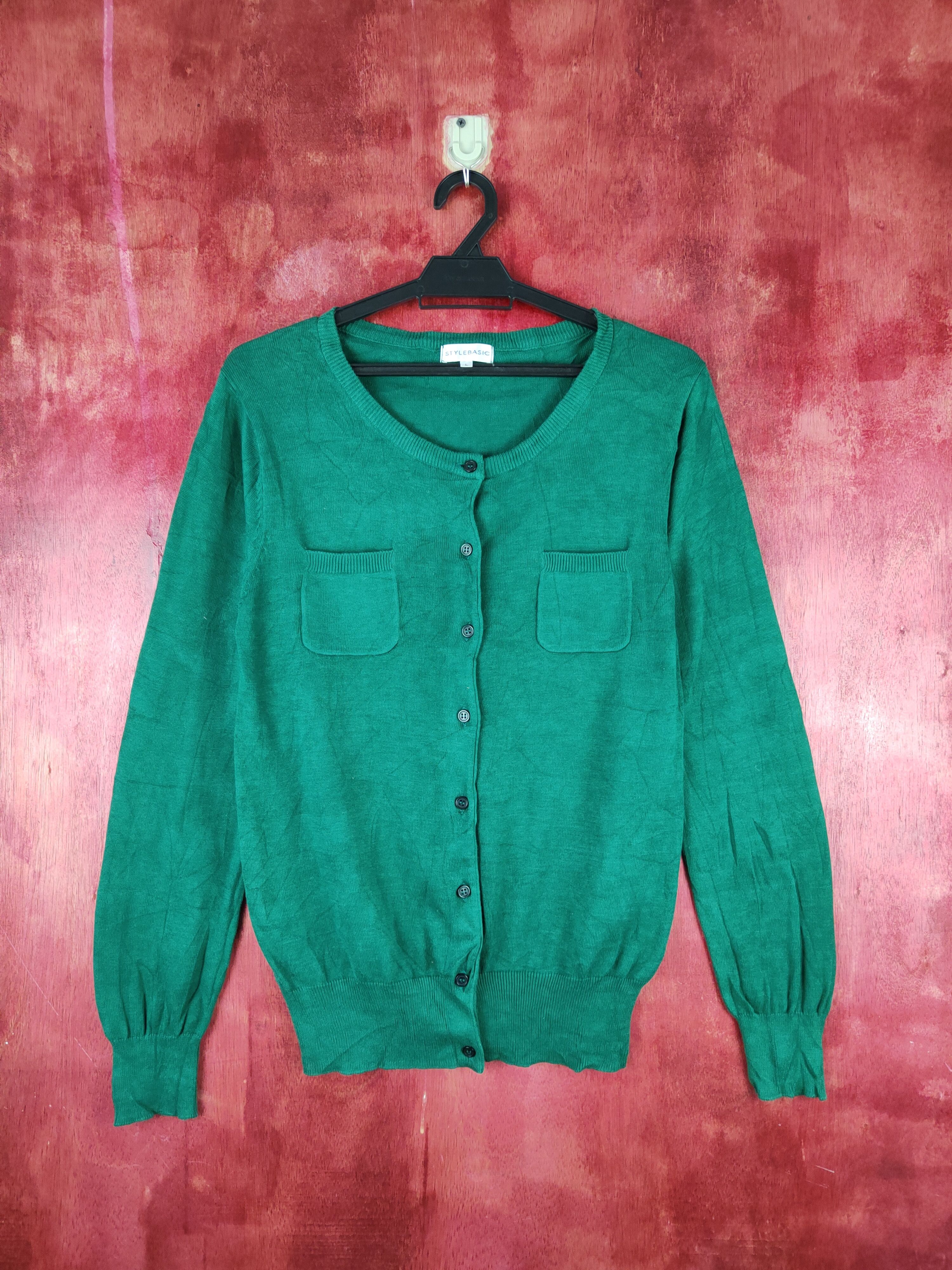 Homespun Knitwear × Japanese Brand Style Basic Green double pocket Cardigan knitwear #S870 Size L / US 10 / IT 46 - 1 Thumbnail