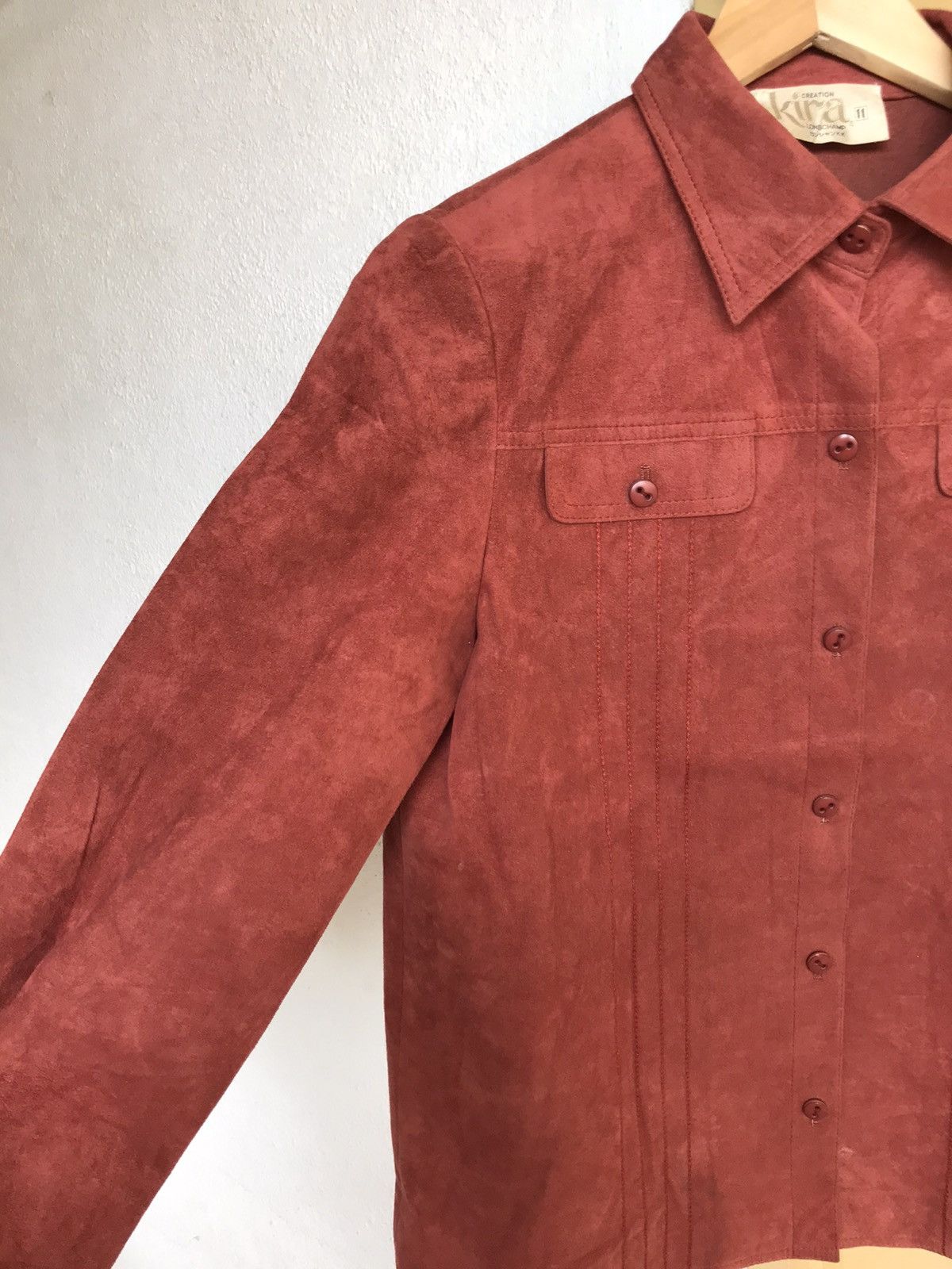 Longchamp Vintage Kira Longchamp Suede Leather Button Up Shirt Women Size M / US 6-8 / IT 42-44 - 4 Thumbnail