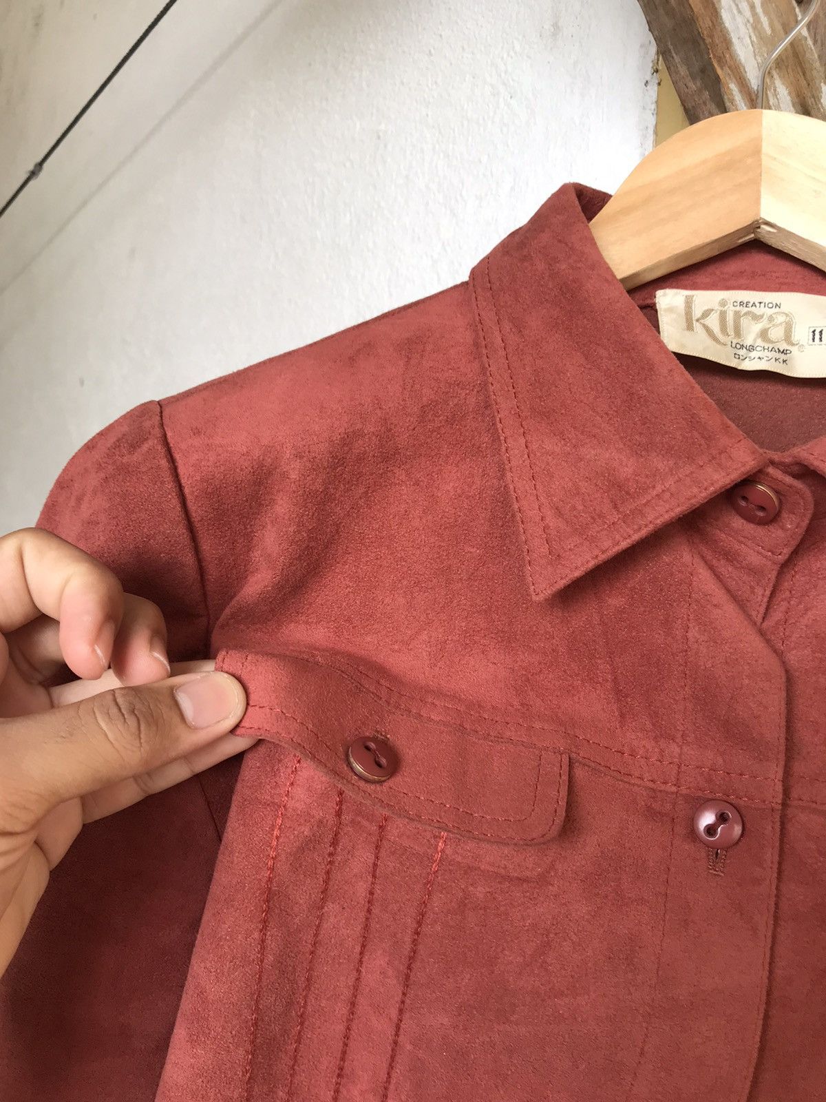 Longchamp Vintage Kira Longchamp Suede Leather Button Up Shirt Women Size M / US 6-8 / IT 42-44 - 5 Thumbnail