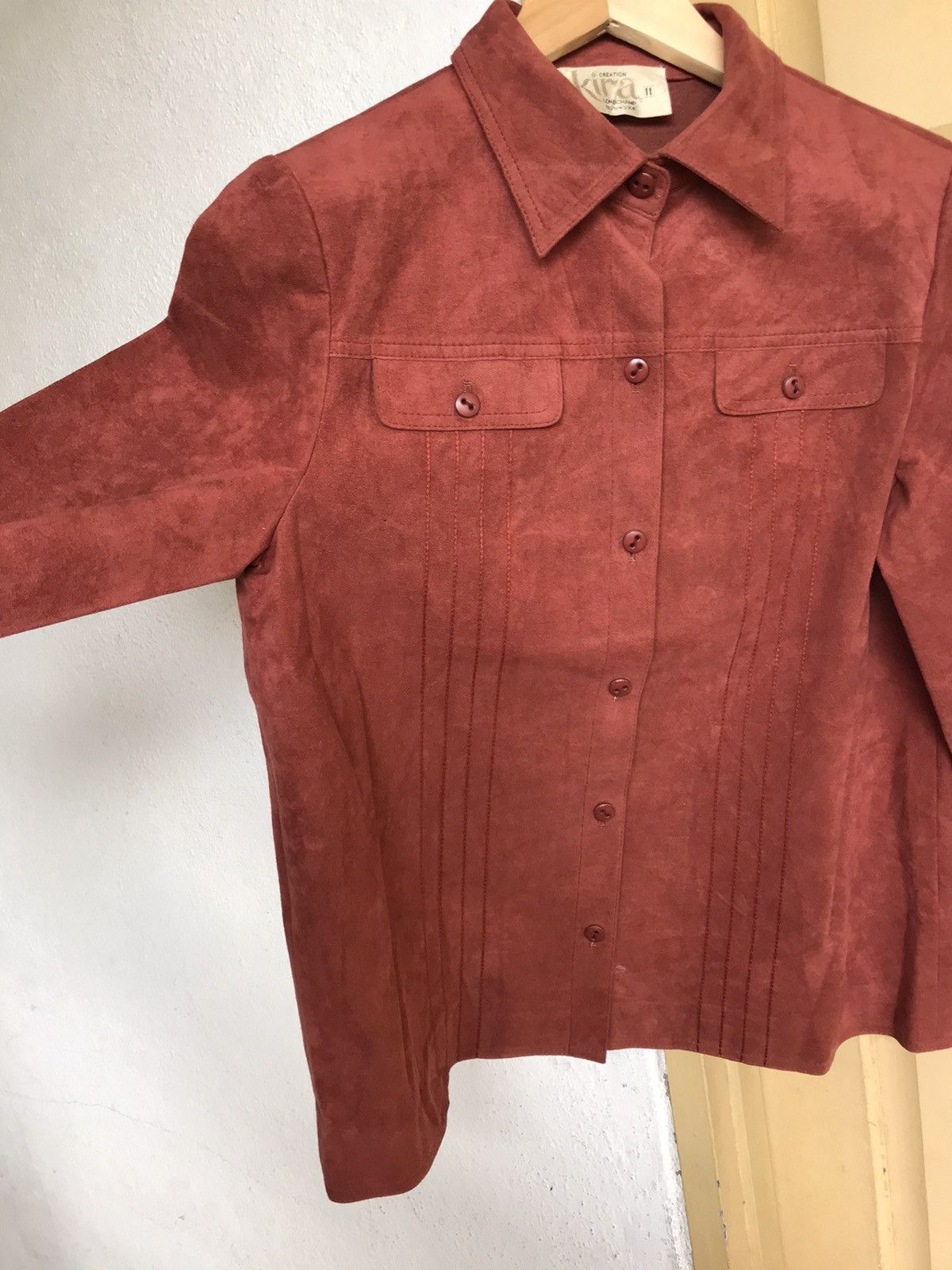 Longchamp Vintage Kira Longchamp Suede Leather Button Up Shirt Women Size M / US 6-8 / IT 42-44 - 6 Thumbnail