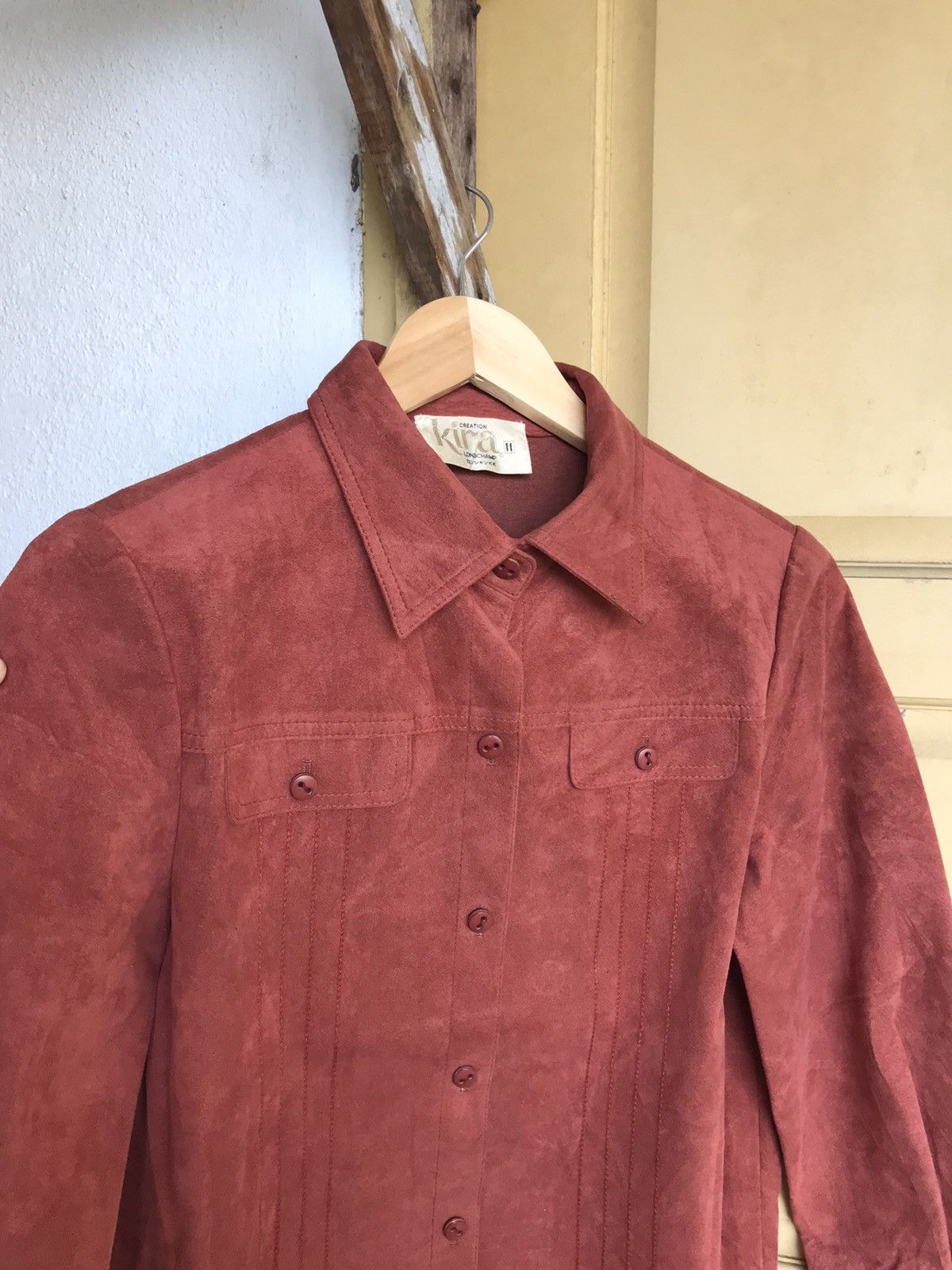 Longchamp Vintage Kira Longchamp Suede Leather Button Up Shirt Women Size M / US 6-8 / IT 42-44 - 3 Thumbnail
