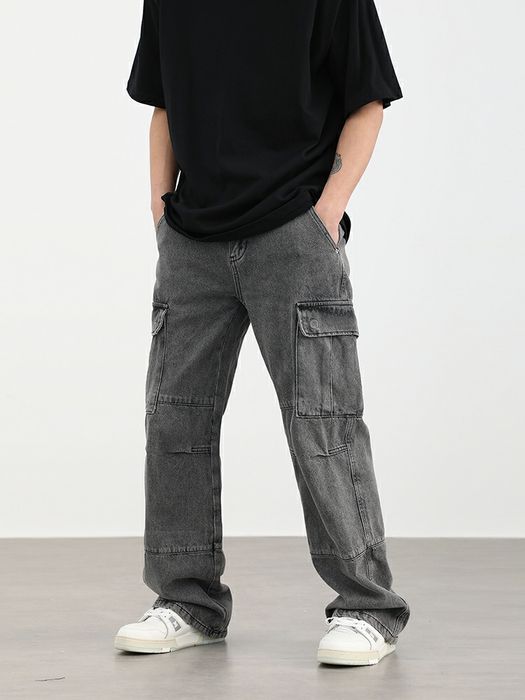 Vintage washed fade cargo jeans | Grailed