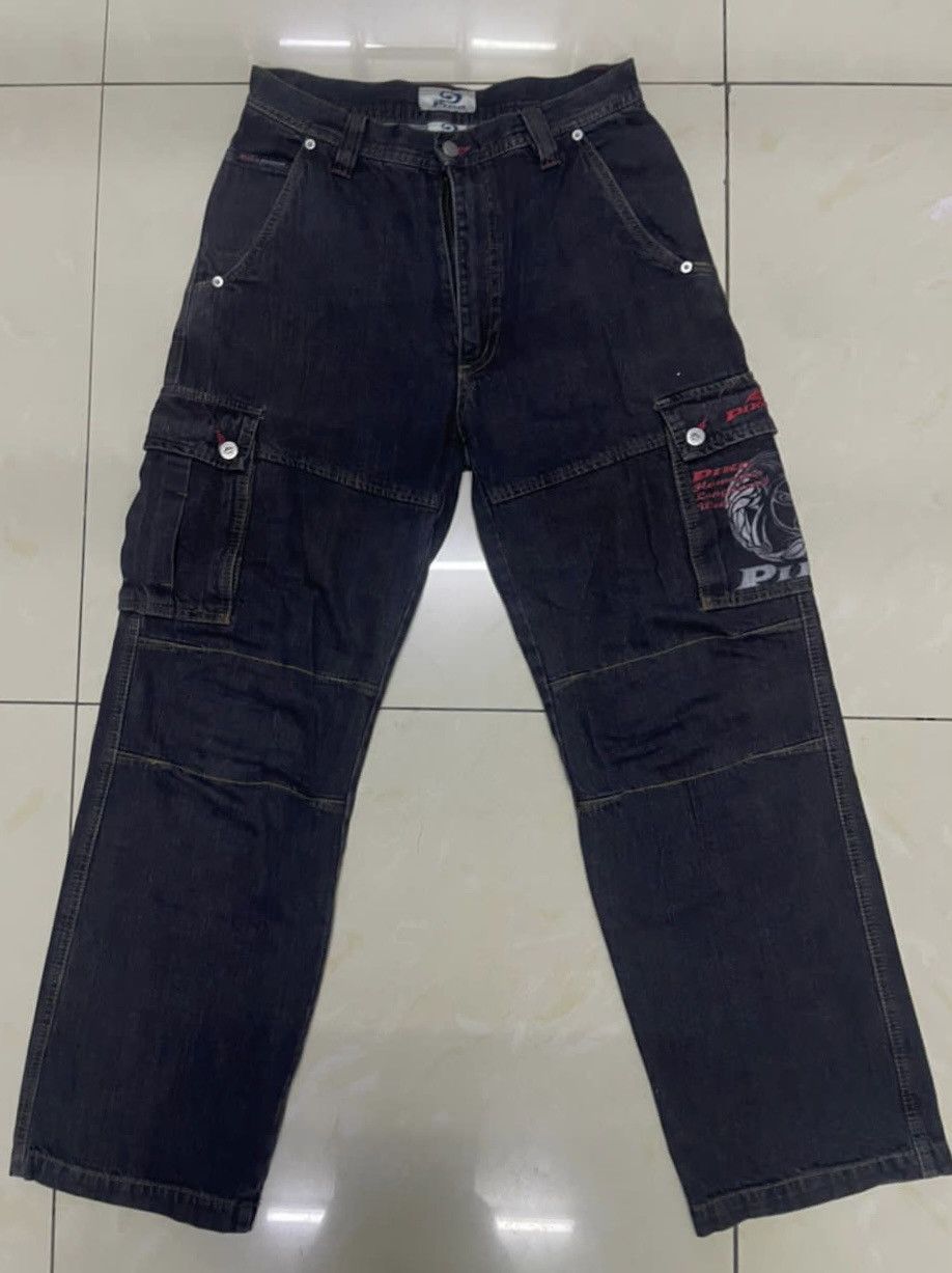 JNCO × Tribal Streetwear Vintage Piko Surf Cargo Denim Size US 28 / EU 44 - 1 Thumbnail