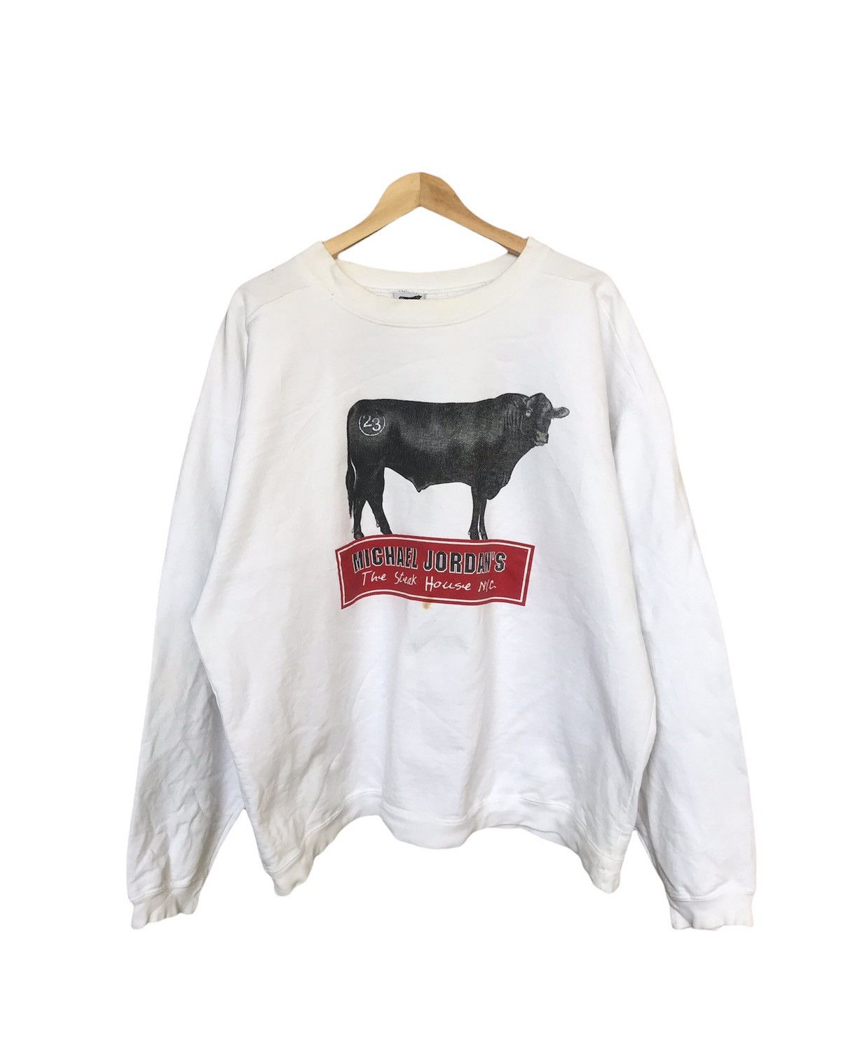 image of Jordan Vintage Michael Jordan The Steak House Baggy Sweatshirt in White, Men's (Size 2XL)