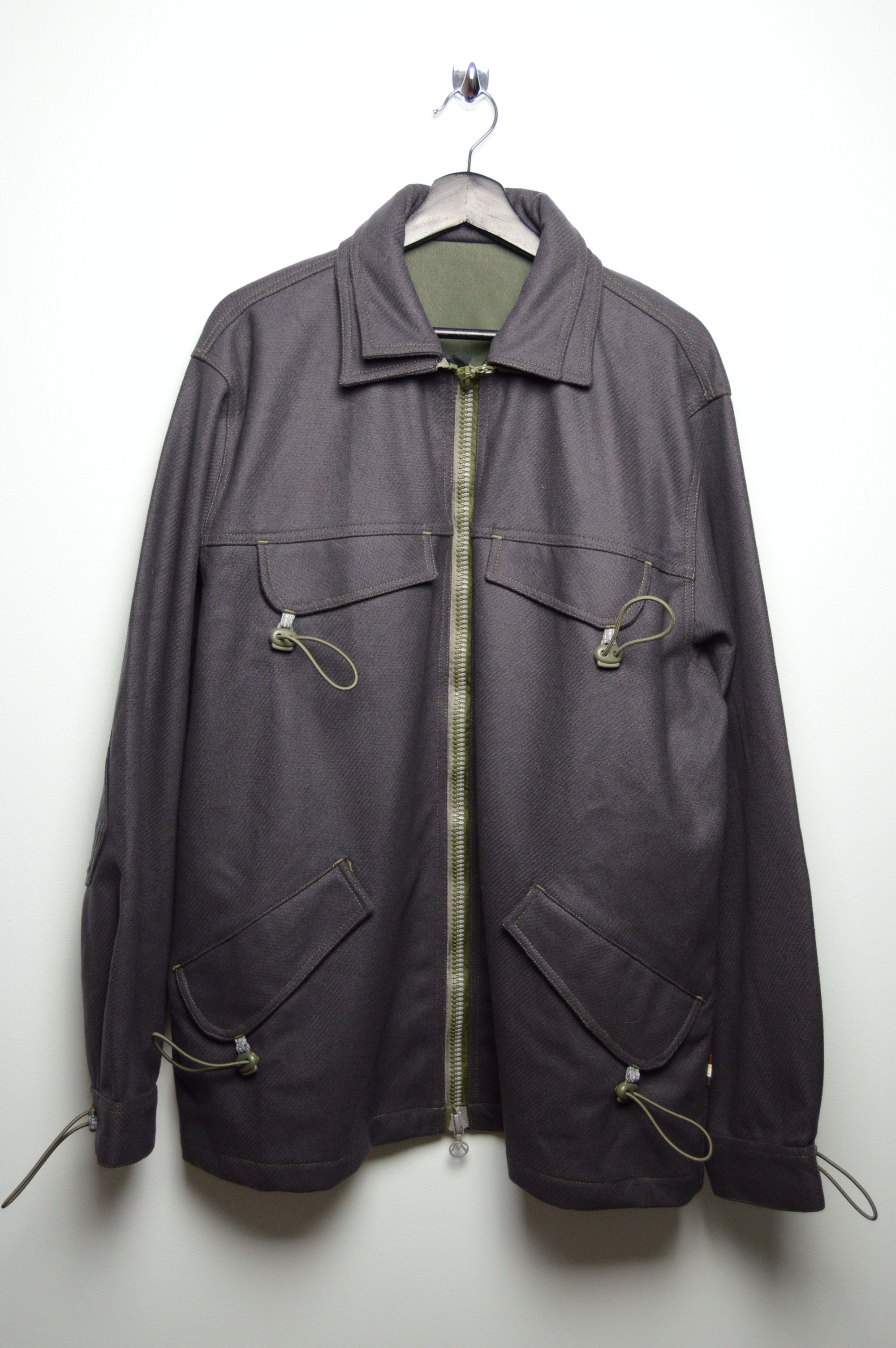 Pre-owned Deadstock Archival Wool/cashmere Shower Repellent Jacket In Khaki  Grey