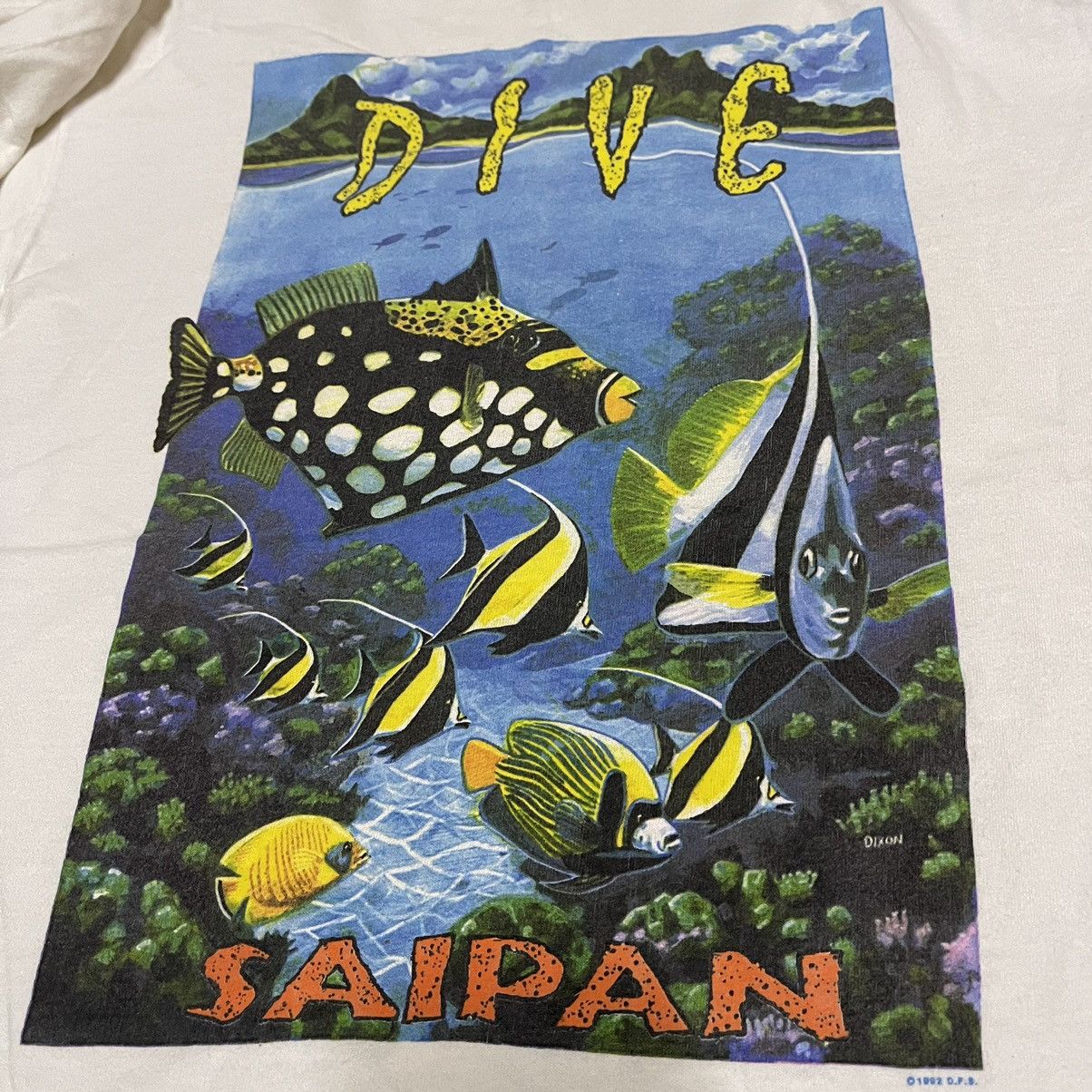 Hanes Vintage 90s dive saipan tshirt Size US M / EU 48-50 / 2 - 2 Thumbnail