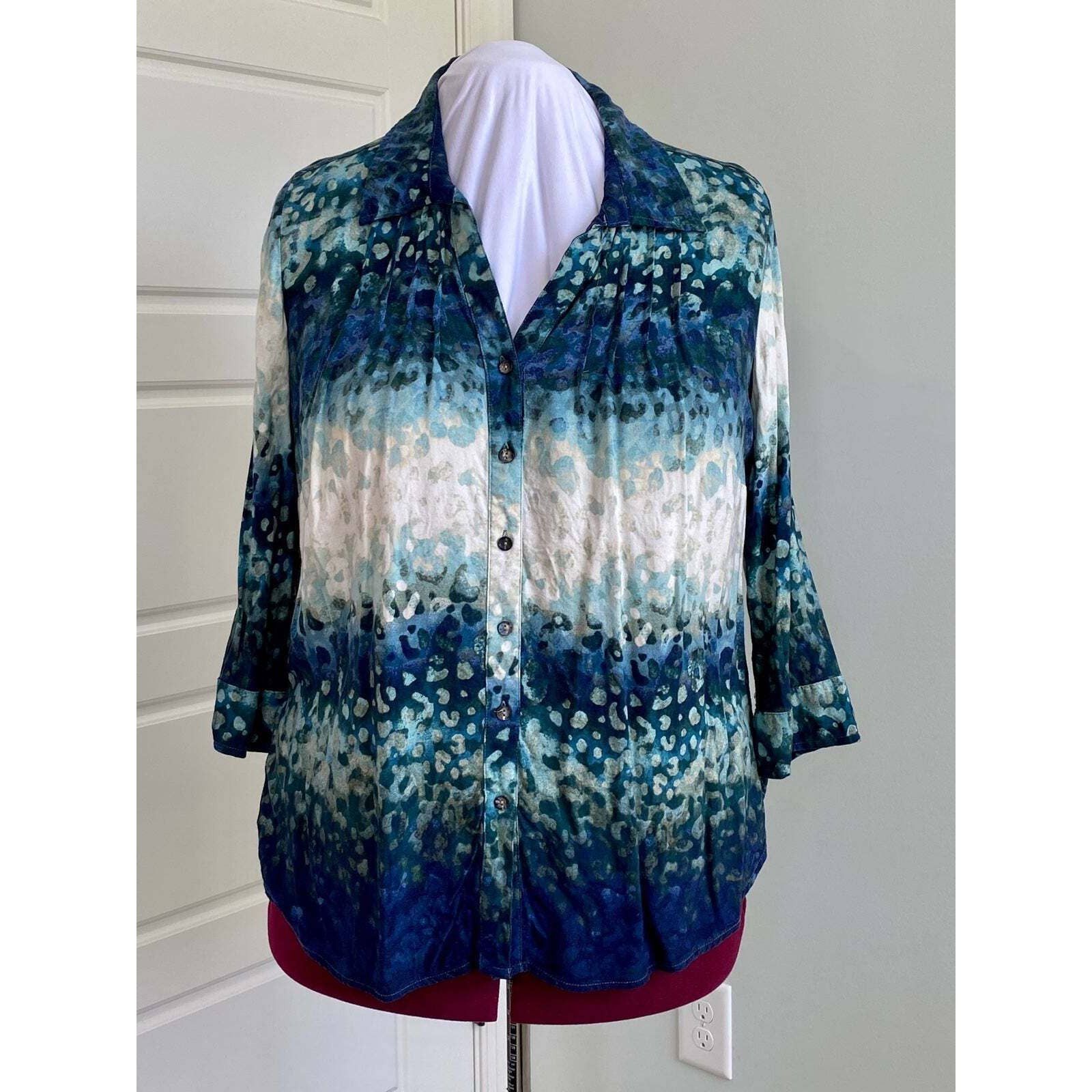 Haut Femme Kim Rogers En Coton Bleu-vert Turquoise - Manches Courtes, Taille S, Occasion Très Bon état