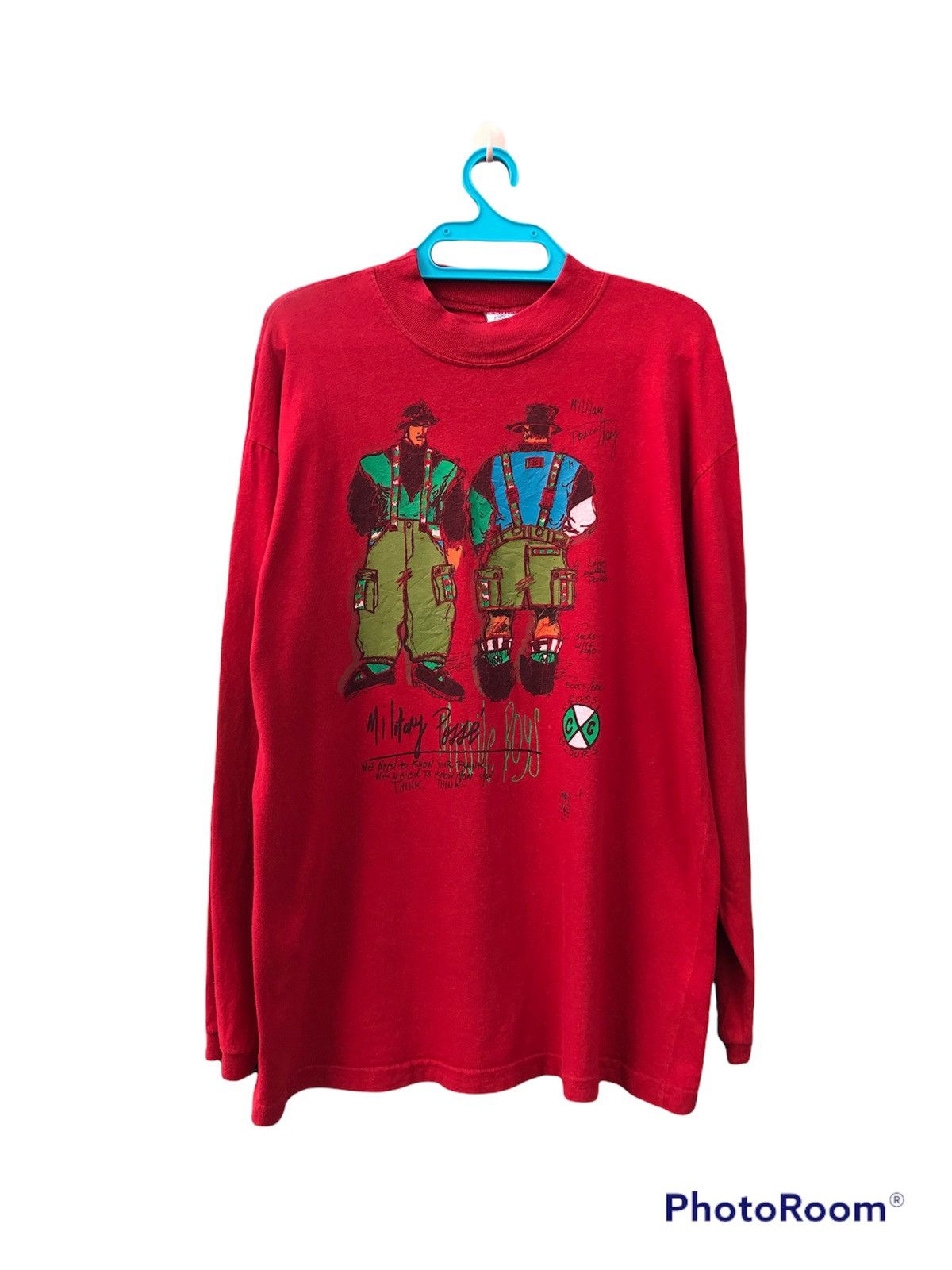 image of Vintage Cross Colours Longsleeve Tshirt!! in Red, Men's (Size Large)