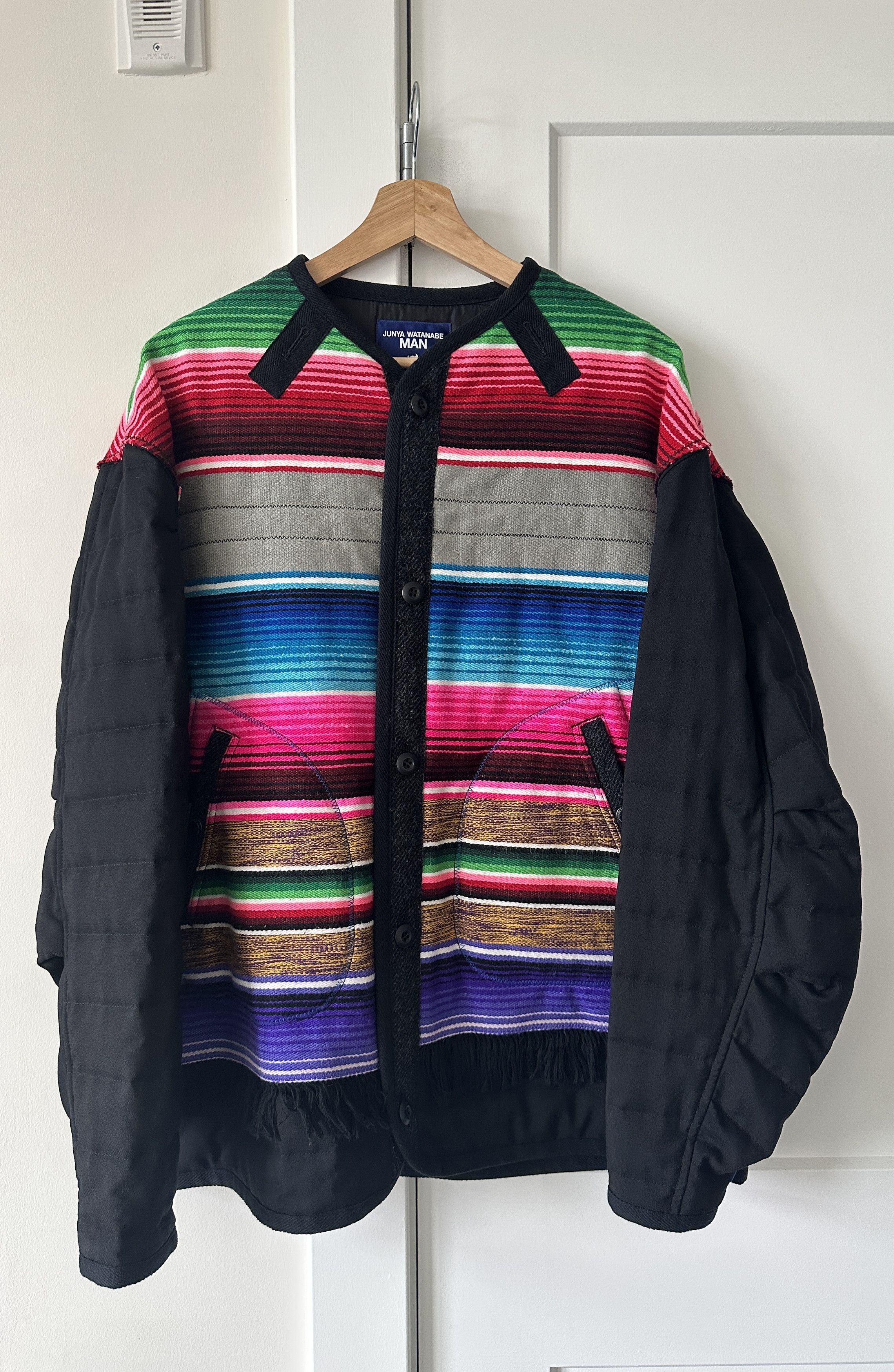 image of Comme Des Garcons Junya Watanabe Man Multicolor Wool Blend Padded Jacket, Men's (Size Medium)