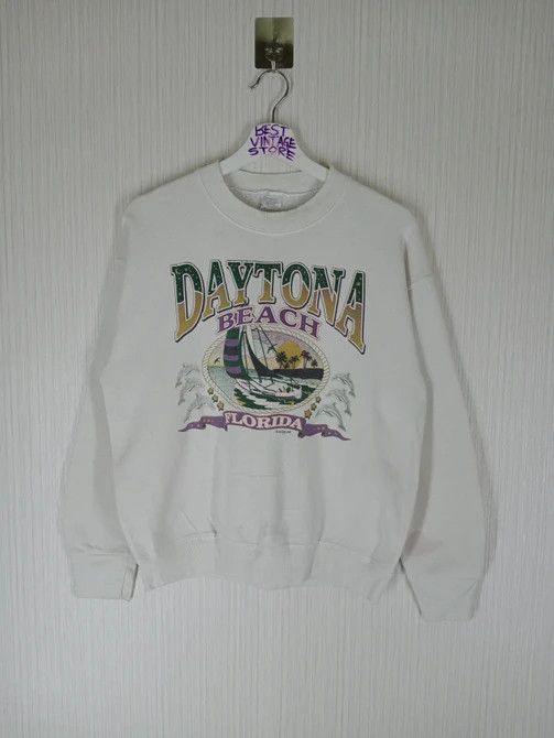 Daytona × Vintage Rare Vintage 80s Daytona Beach Florida Sweatshirt Size US S / EU 44-46 / 1 - 1 Thumbnail
