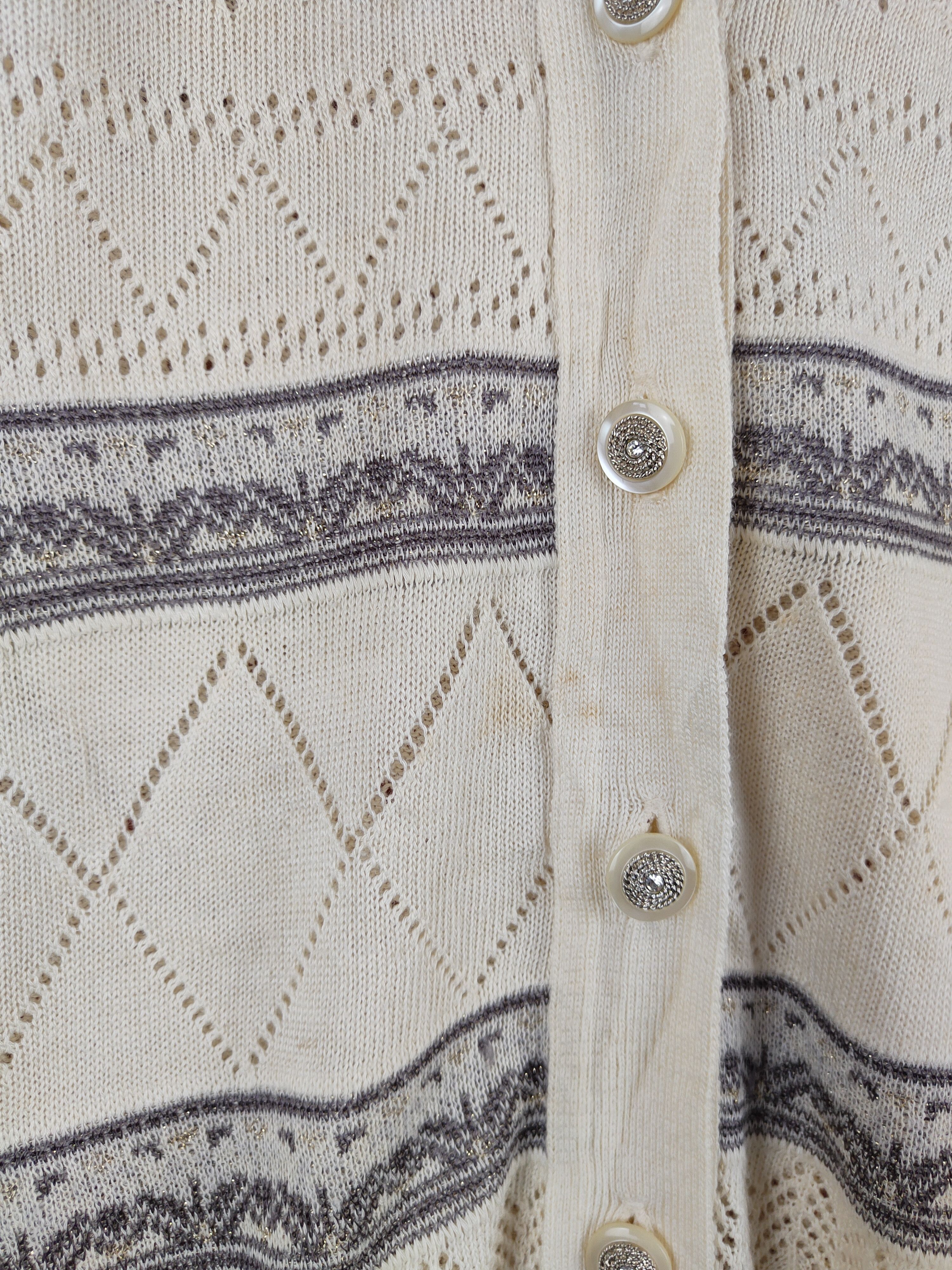 Japanese Brand Japan crochet vintage Cream Knitwear Cardigan #S848 Size M / US 6-8 / IT 42-44 - 3 Thumbnail