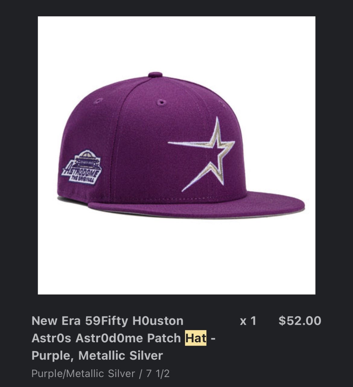 New Era Houston Astros Selena Patch Hat - Purple 7 1/2 Size ONE SIZE - 4 Preview