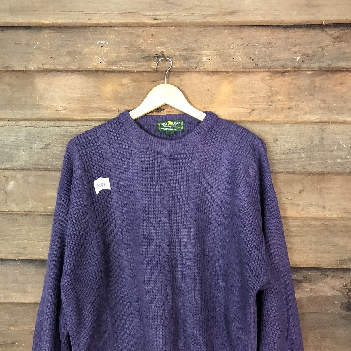 Aran Isles Knitwear × Japanese Brand × Vintage Bay Leaf Purple cable Knitwear #386B Size L / US 10 / IT 46 - 2 Thumbnail