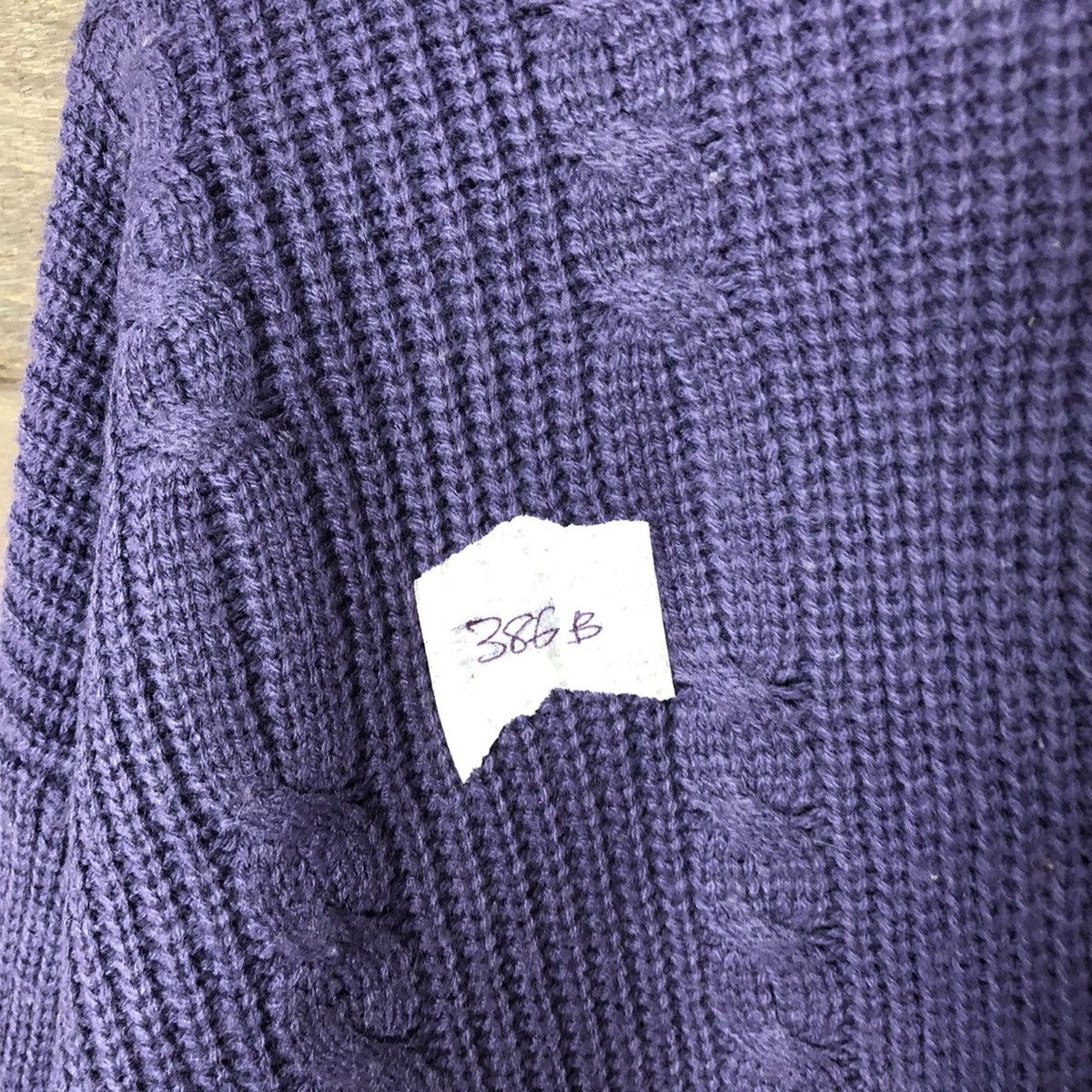 Aran Isles Knitwear × Japanese Brand × Vintage Bay Leaf Purple cable Knitwear #386B Size L / US 10 / IT 46 - 7 Thumbnail