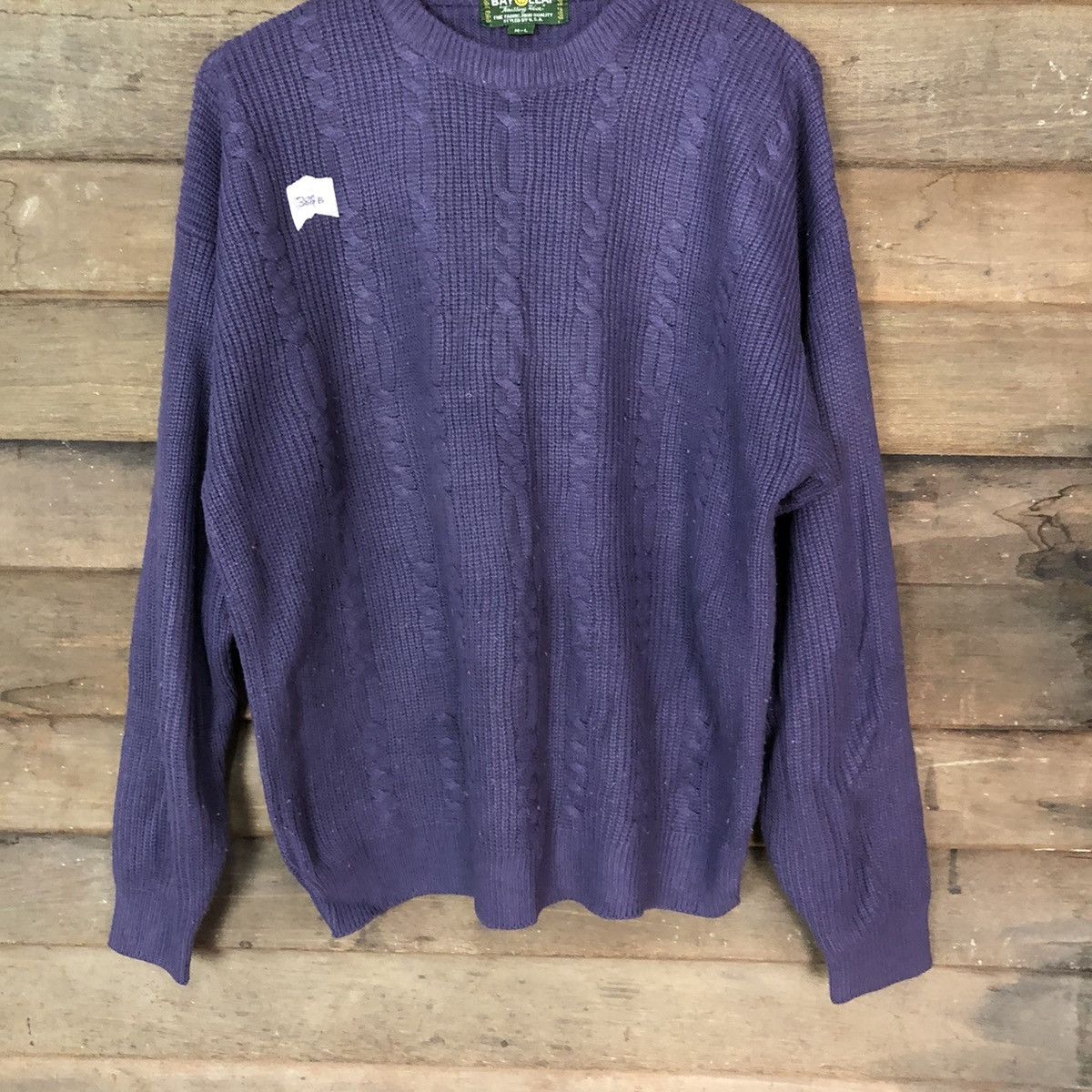 Aran Isles Knitwear × Japanese Brand × Vintage Bay Leaf Purple cable Knitwear #386B Size L / US 10 / IT 46 - 3 Thumbnail