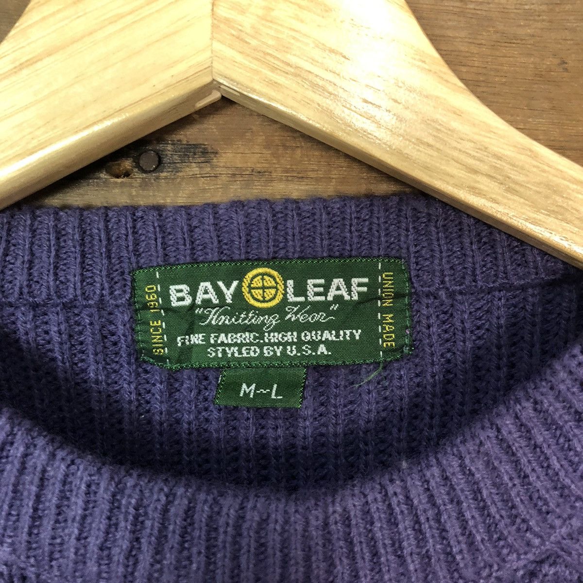 Aran Isles Knitwear × Japanese Brand × Vintage Bay Leaf Purple cable Knitwear #386B Size L / US 10 / IT 46 - 8 Thumbnail