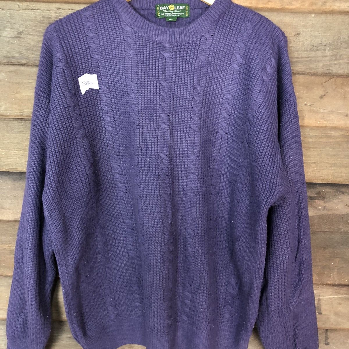 Aran Isles Knitwear × Japanese Brand × Vintage Bay Leaf Purple cable Knitwear #386B Size L / US 10 / IT 46 - 6 Thumbnail