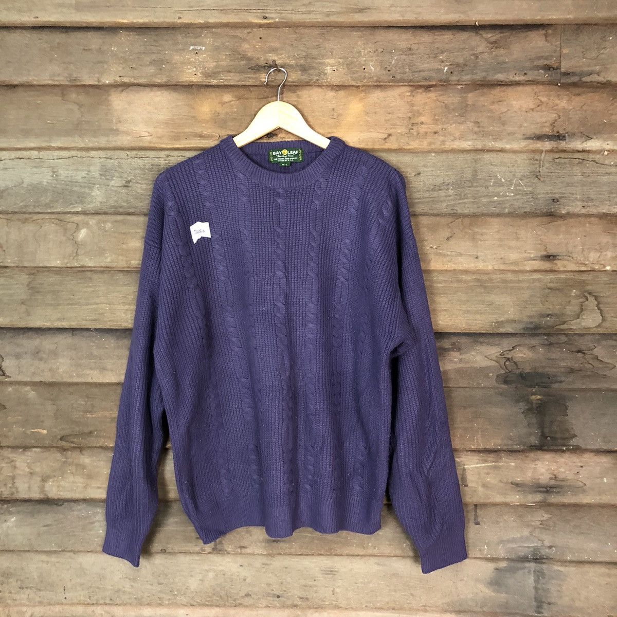 Aran Isles Knitwear × Japanese Brand × Vintage Bay Leaf Purple cable Knitwear #386B Size L / US 10 / IT 46 - 1 Thumbnail