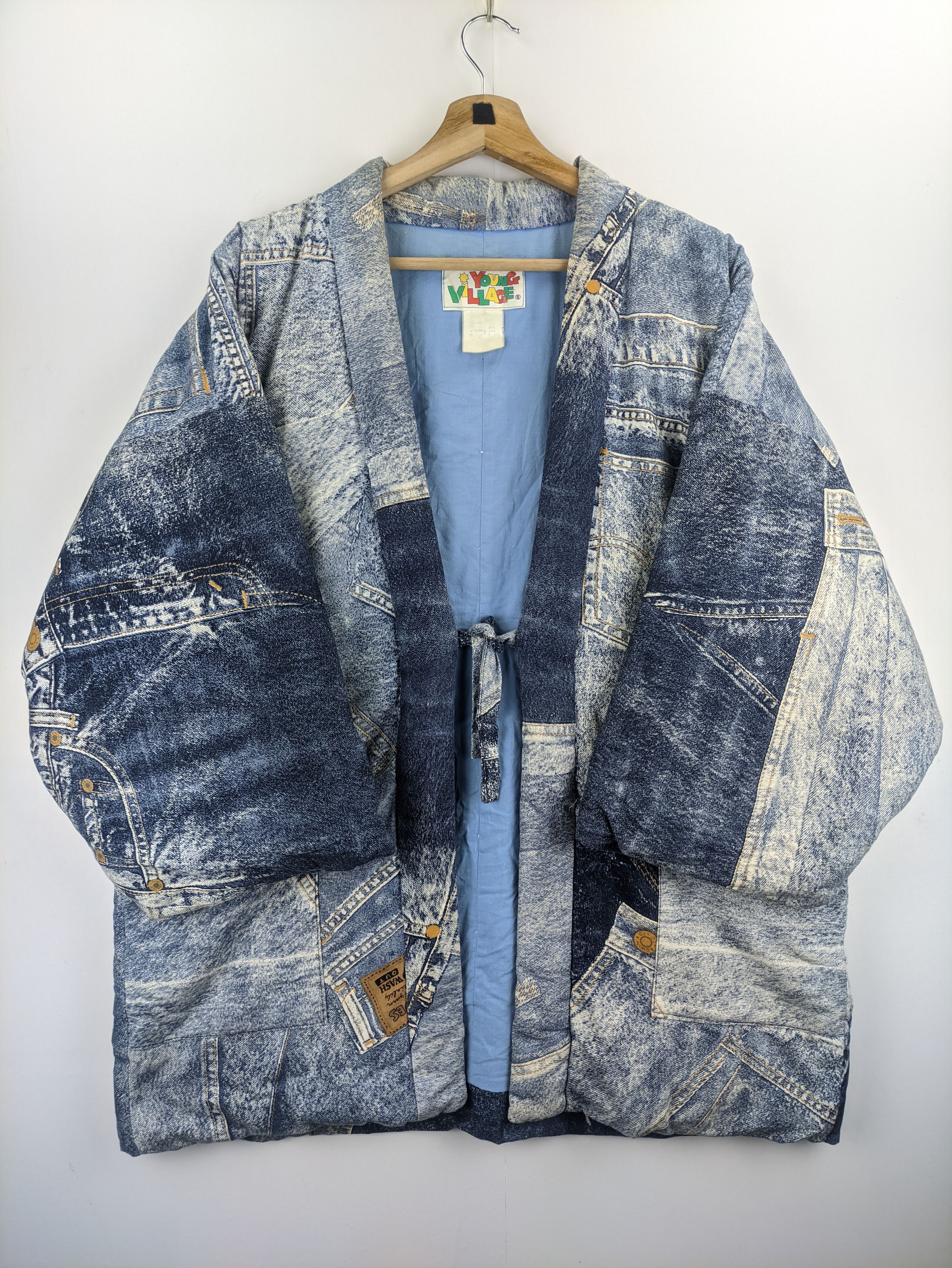Japanese Brand Steals🔥Vintage Kimono Haori Denim Pattern Classic Singer Size US L / EU 52-54 / 3 - 8 Thumbnail