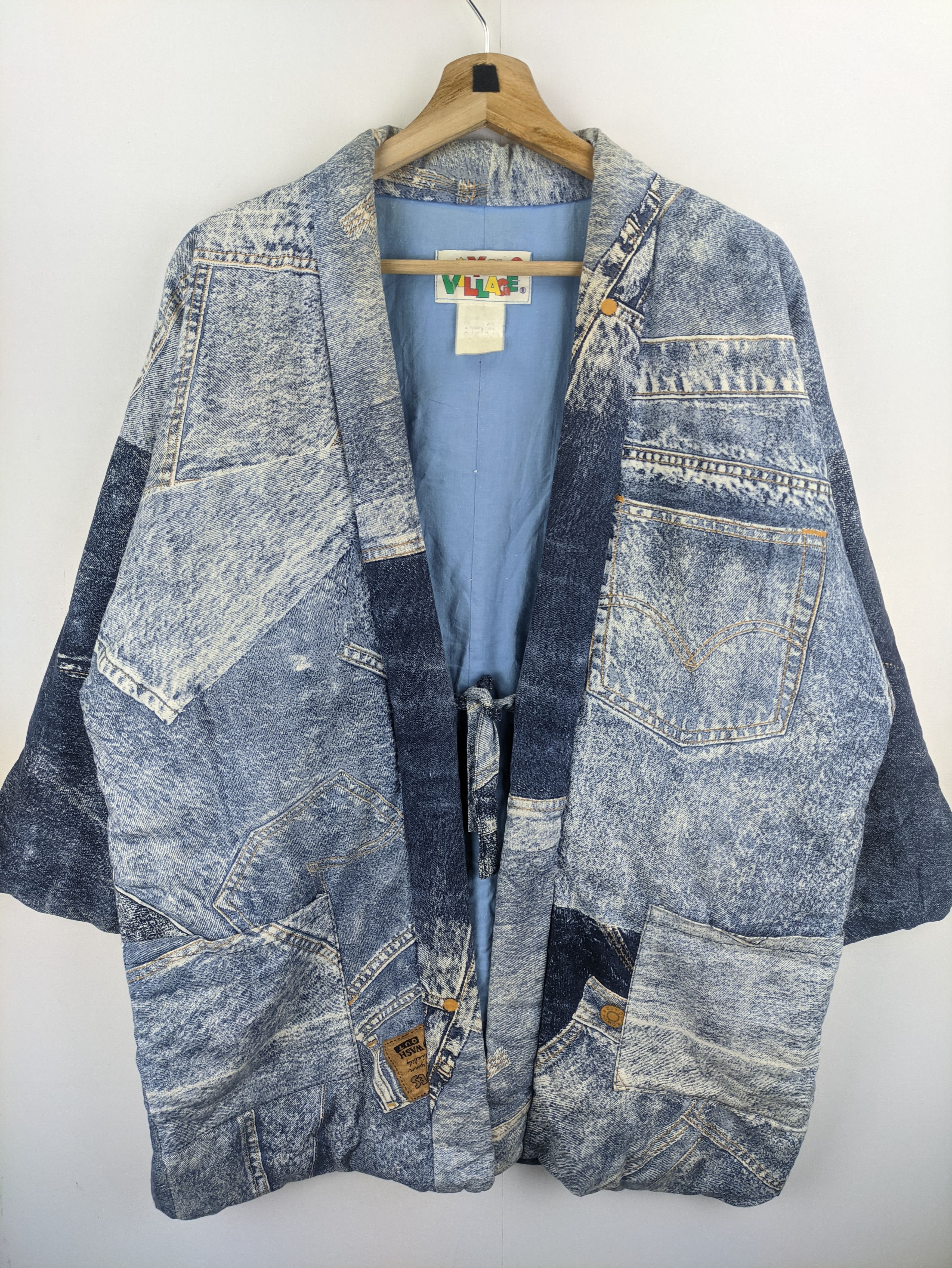 Japanese Brand Steals🔥Vintage Kimono Haori Denim Pattern Classic Singer Size US L / EU 52-54 / 3 - 2 Thumbnail