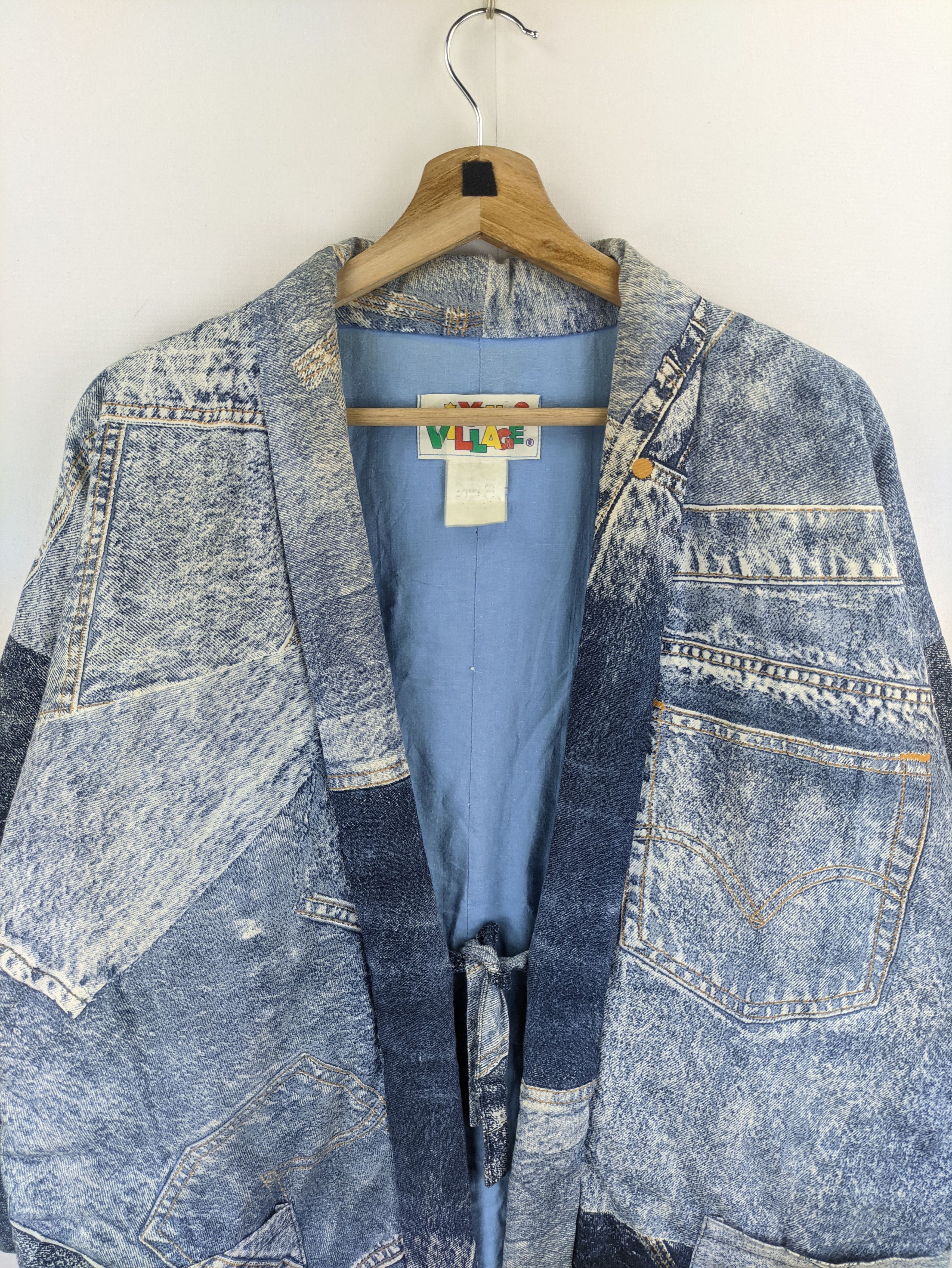 Japanese Brand Steals🔥Vintage Kimono Haori Denim Pattern Classic Singer Size US L / EU 52-54 / 3 - 5 Thumbnail