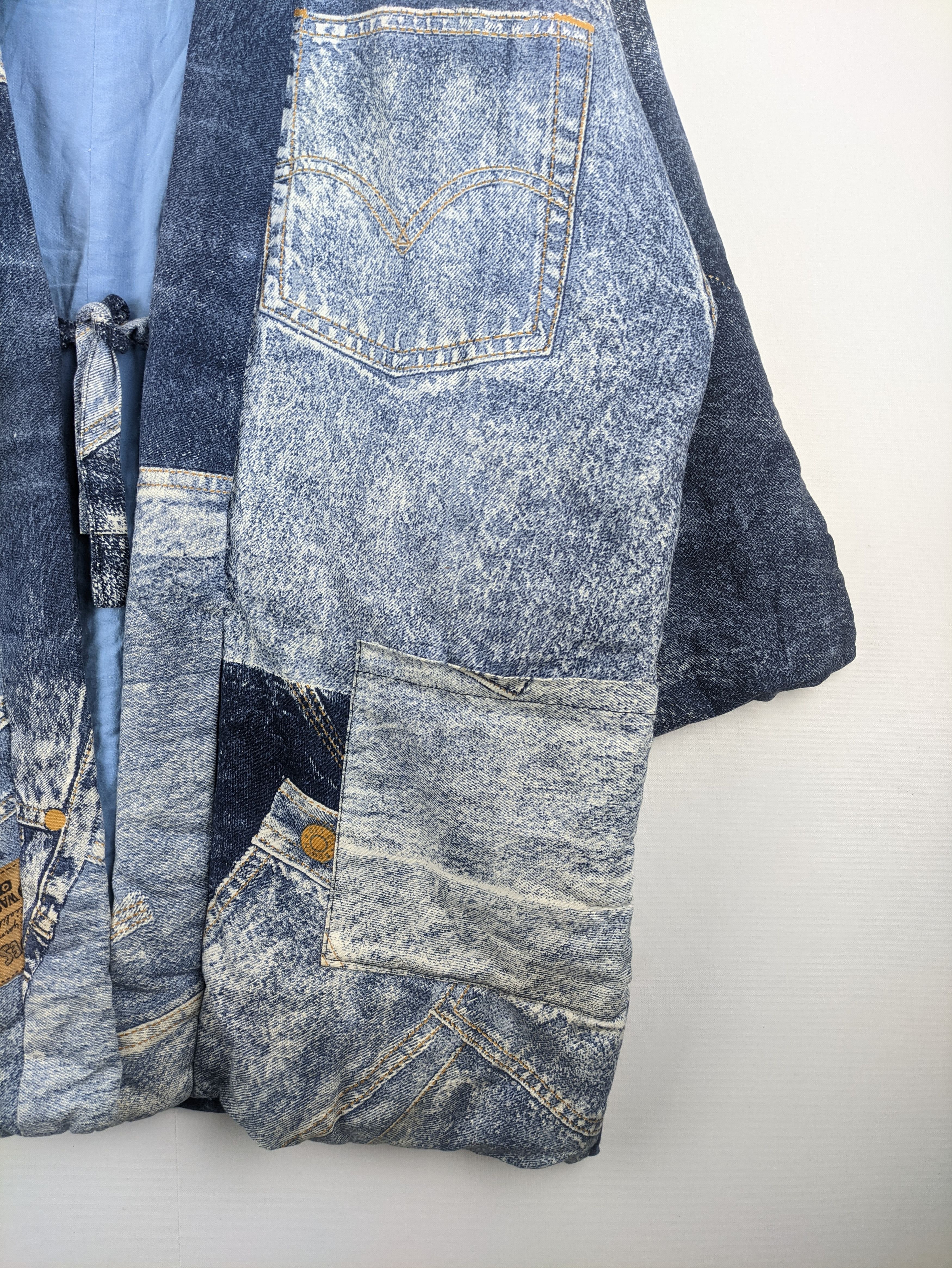 Japanese Brand Steals🔥Vintage Kimono Haori Denim Pattern Classic Singer Size US L / EU 52-54 / 3 - 4 Thumbnail