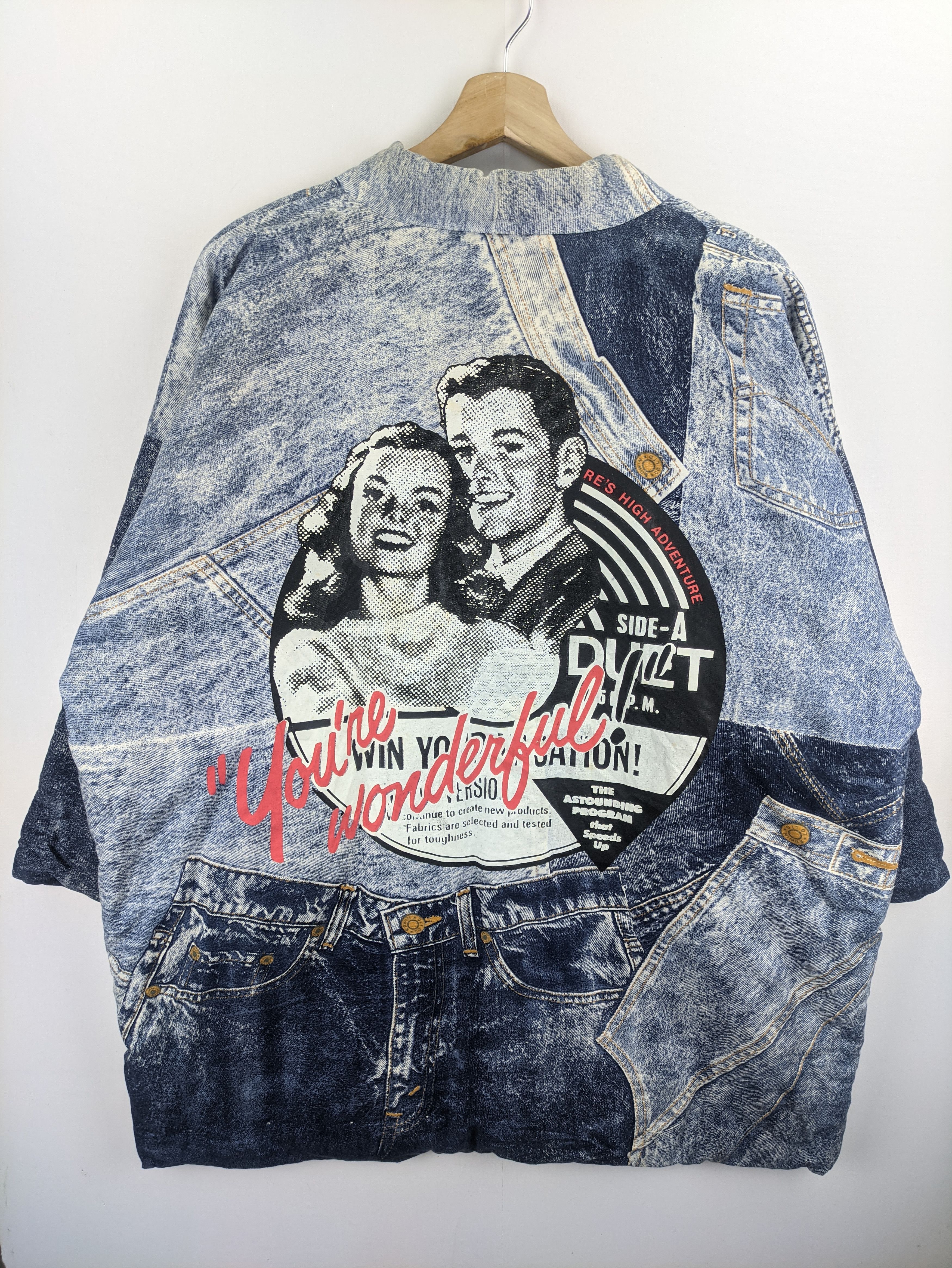 Japanese Brand Steals🔥Vintage Kimono Haori Denim Pattern Classic Singer Size US L / EU 52-54 / 3 - 1 Thumbnail