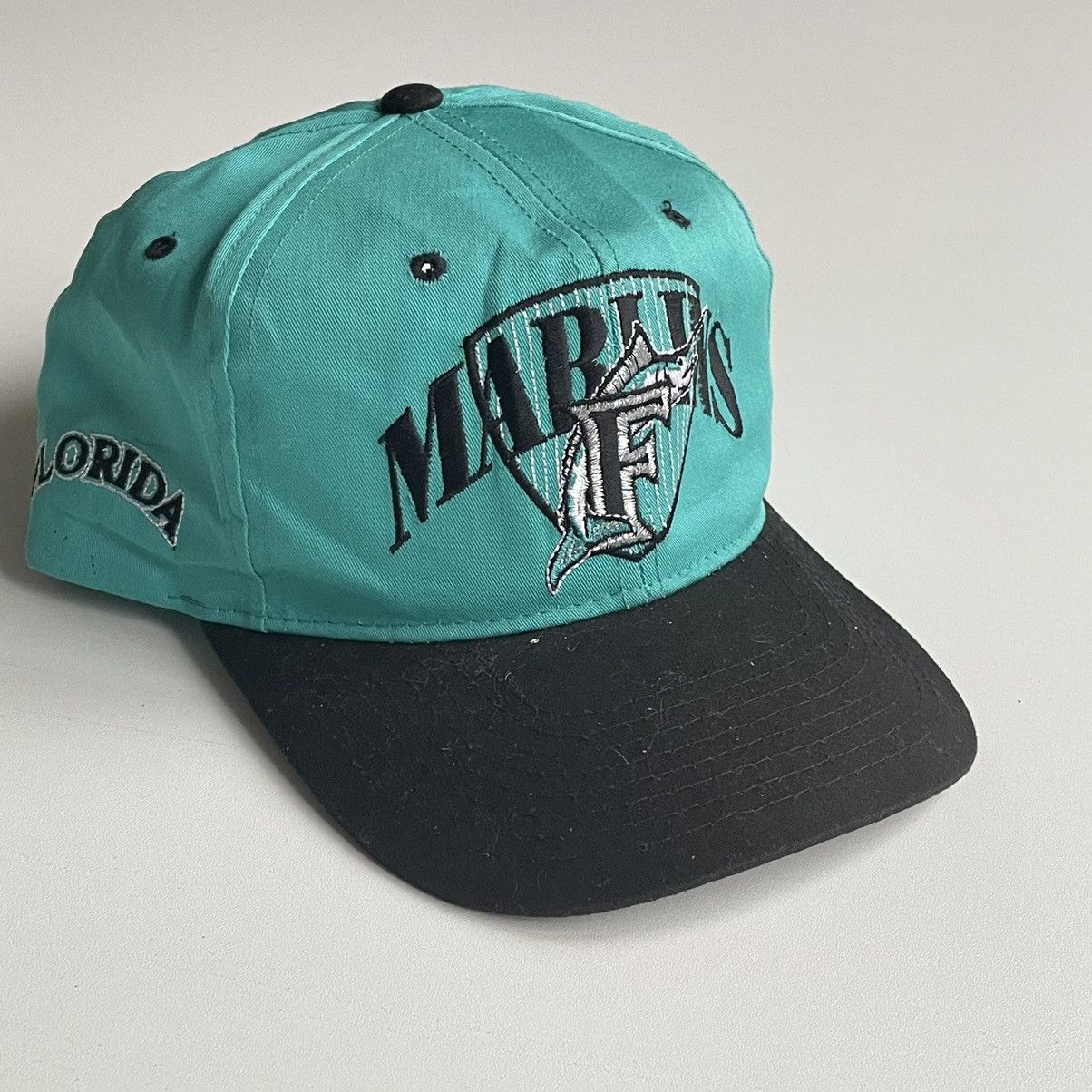 Florida Marlins Miami Teal Snapback Hat Cap Vintage 90s Cotton