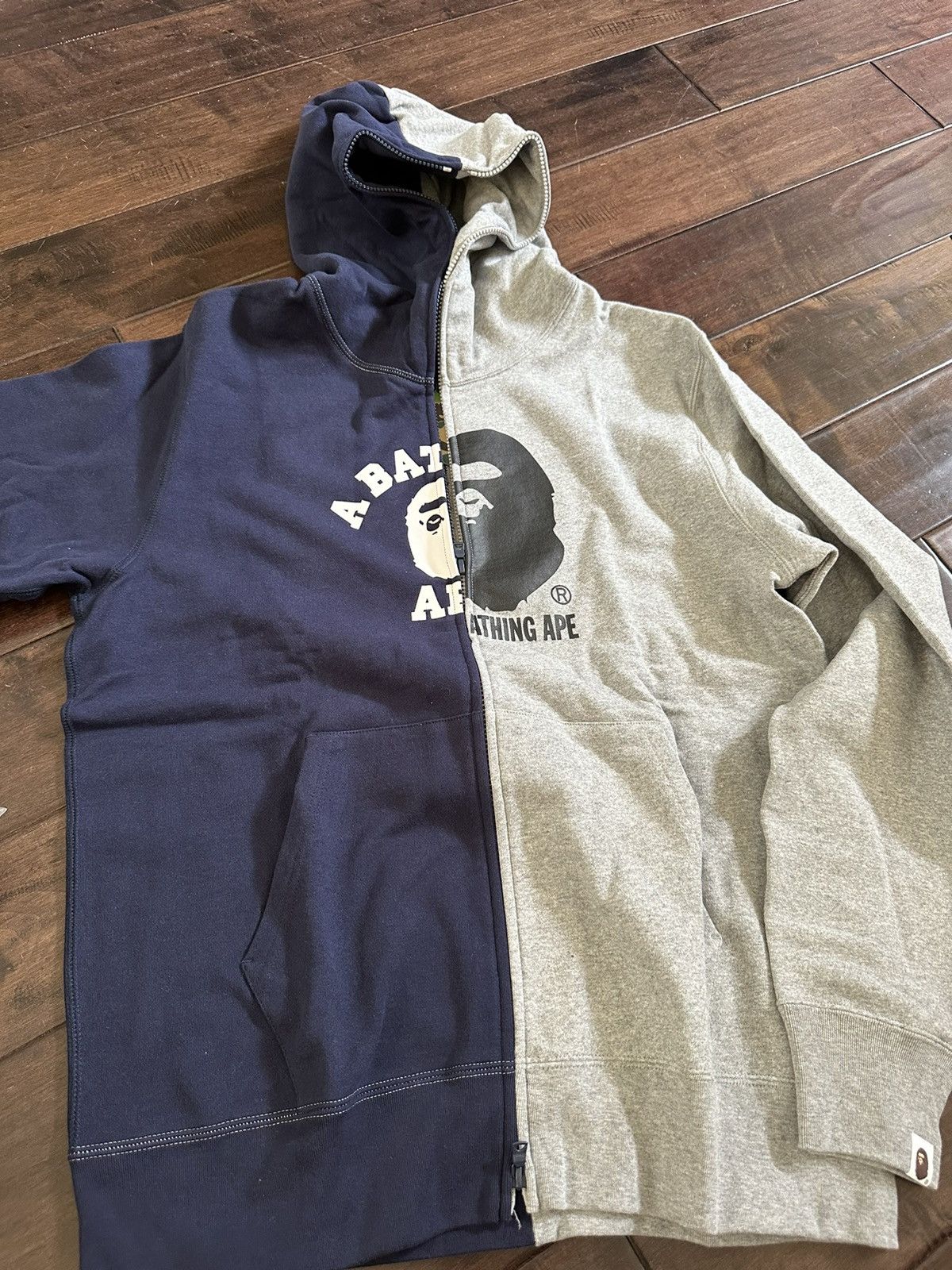 Bape a bathing ape half full zip hoodie logo