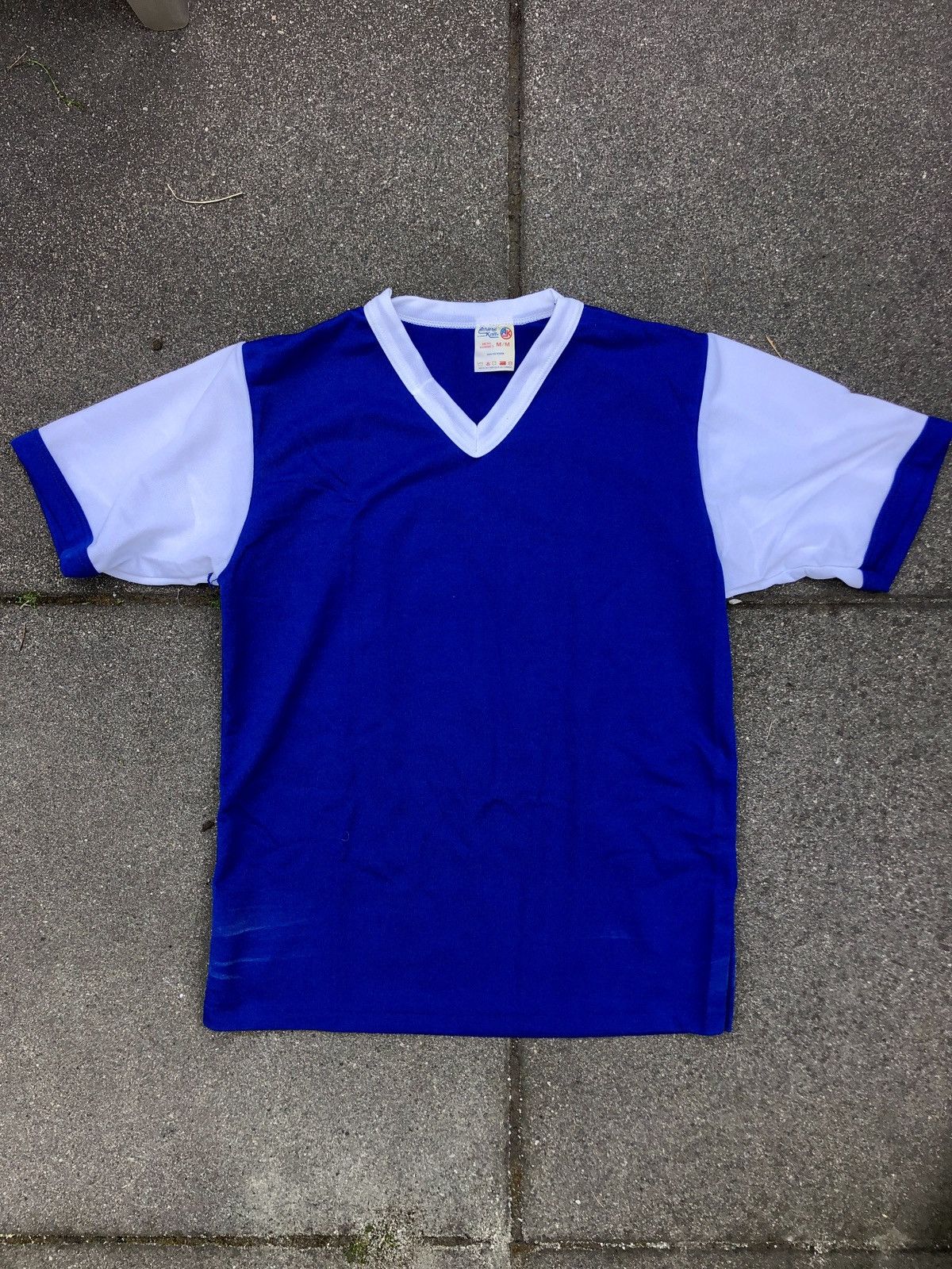 Vintage 70s v neck 2 tone ringer athletic knit soccer sports top Size US M / EU 48-50 / 2 - 1 Thumbnail