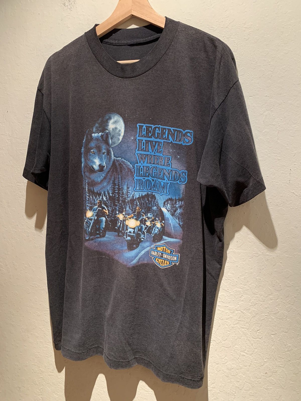 RARE* Vintage 1991 Harley Davidson Single Stitch Wolf Shirt - Tops