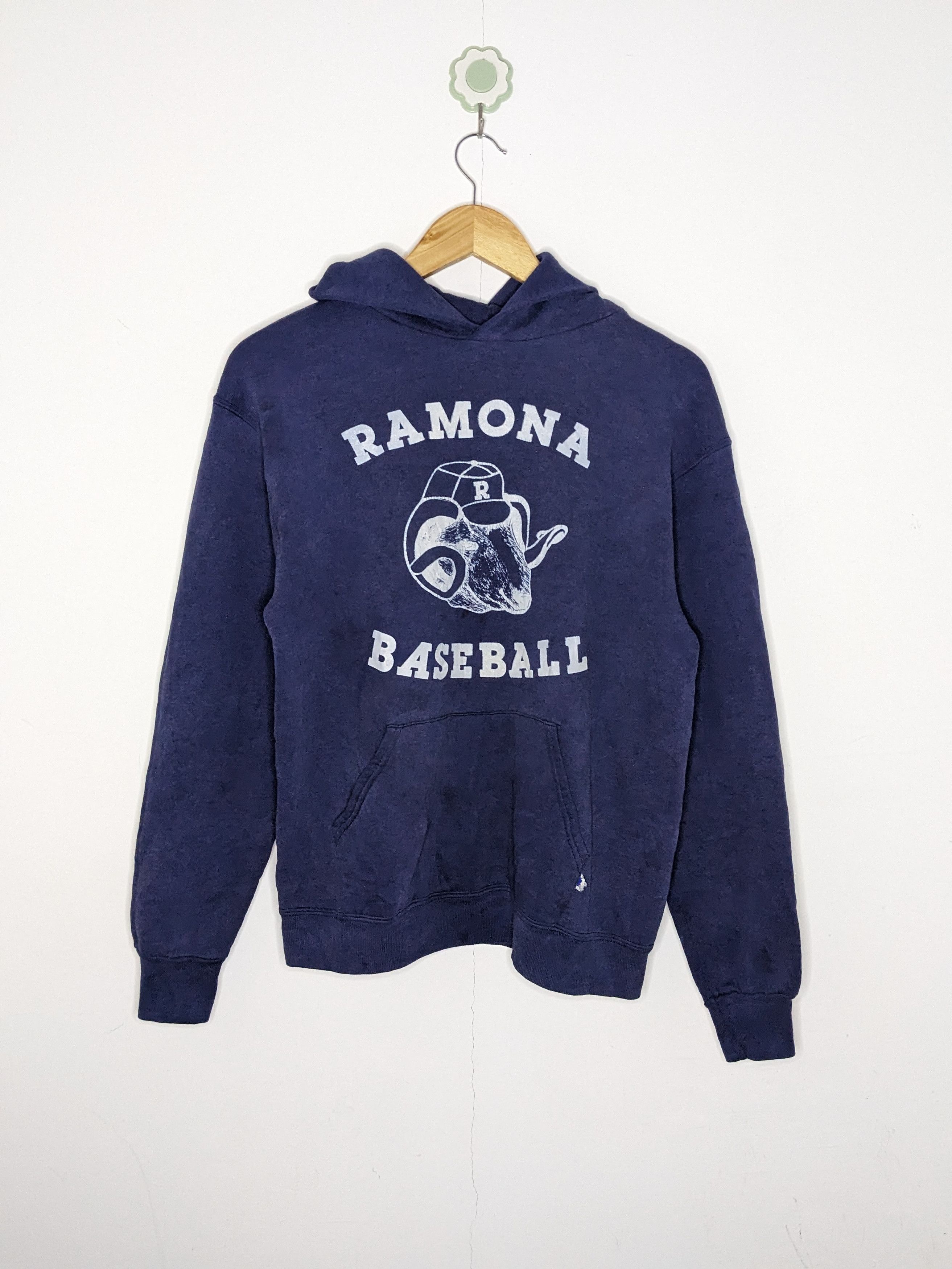 image of Russell Athletic x Vintage 80's Russel Ramona Baseball Navy Blue Womens Hoodie (Size Medium)