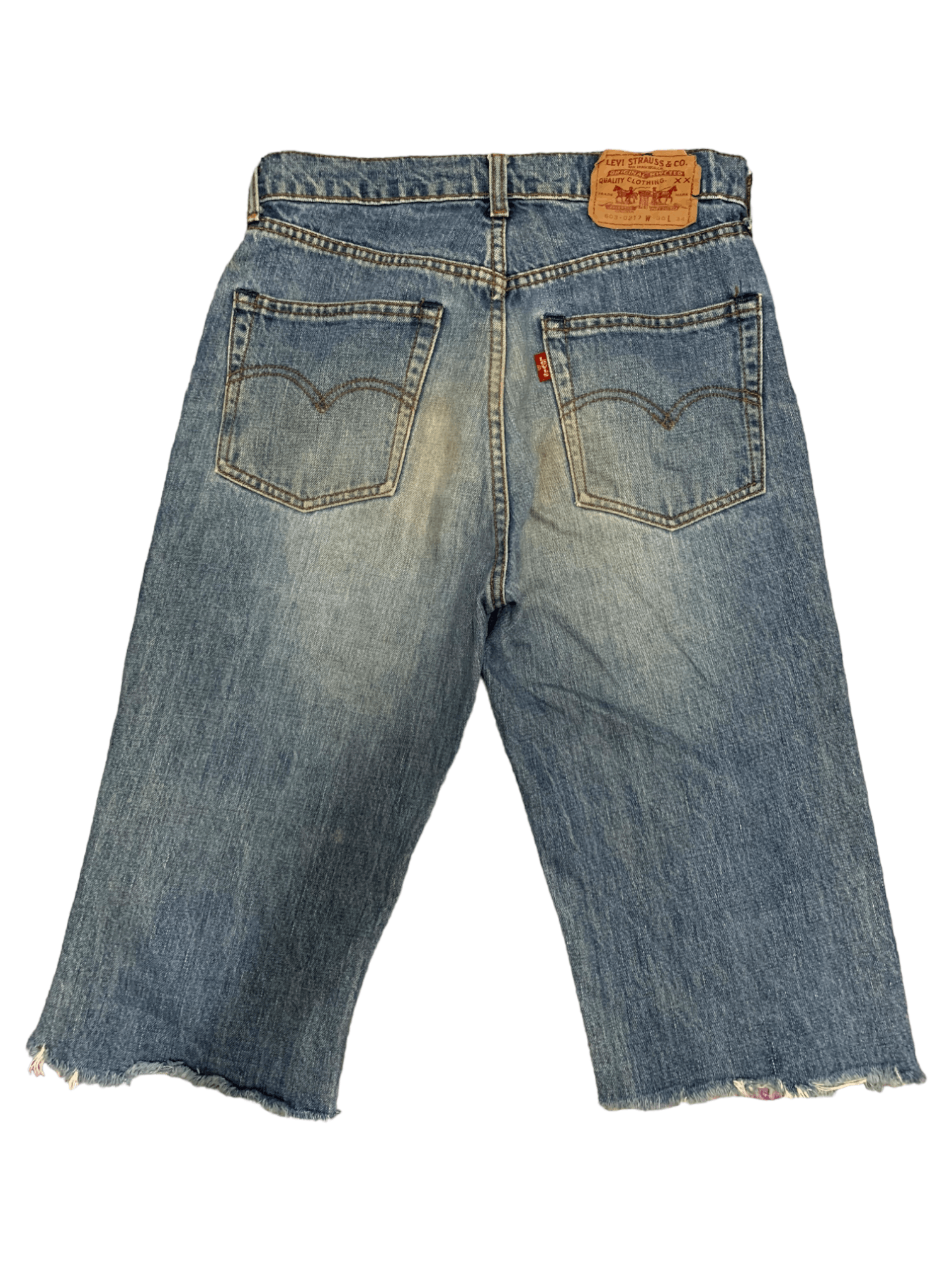 Levi's Vintage 90s Levis 503 Blue Wash Distressed Jean Shorts Jorts Size US 28 / EU 44 - 2 Thumbnail