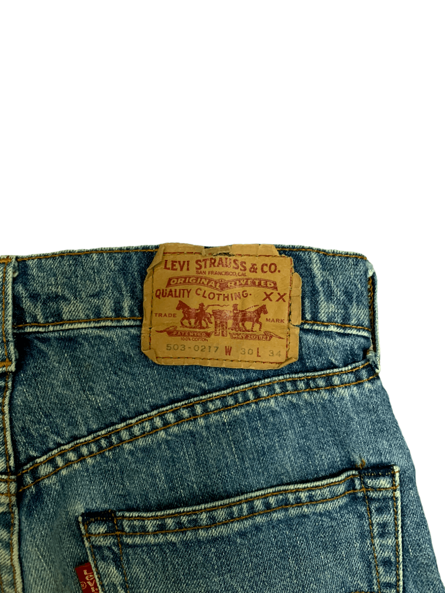 Levi's Vintage 90s Levis 503 Blue Wash Distressed Jean Shorts Jorts Size US 28 / EU 44 - 8 Thumbnail