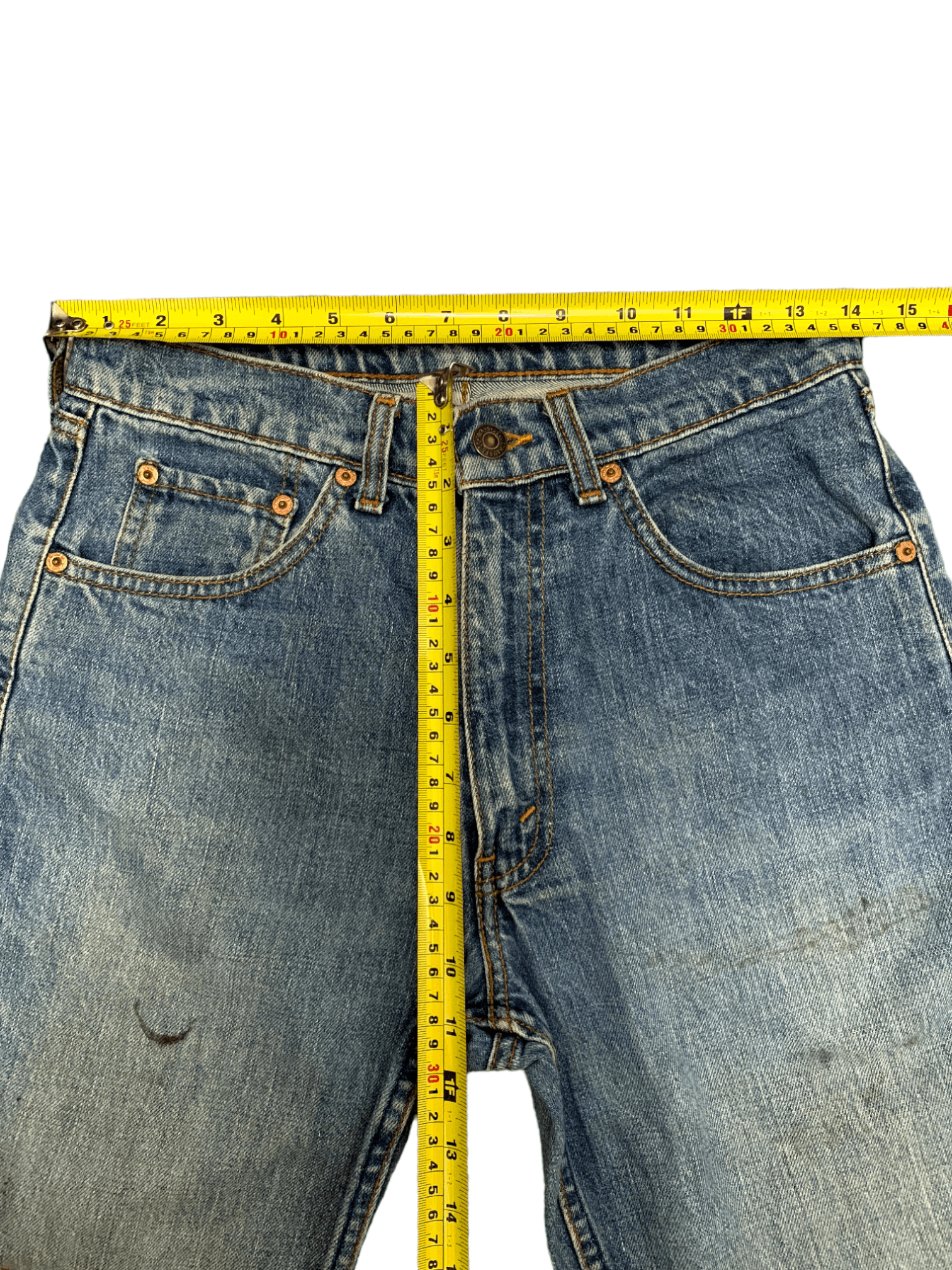 Levi's Vintage 90s Levis 503 Blue Wash Distressed Jean Shorts Jorts Size US 28 / EU 44 - 10 Thumbnail