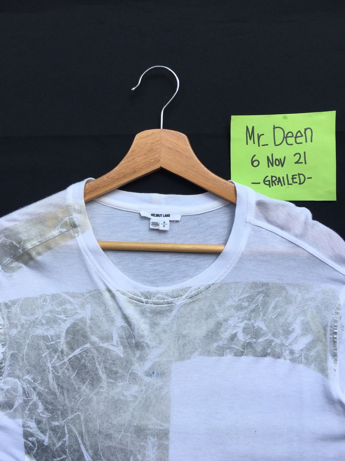 Helmut Lang Rarest Helmut Lang Silver Printed White Tshirt Size US M / EU 48-50 / 2 - 7 Thumbnail