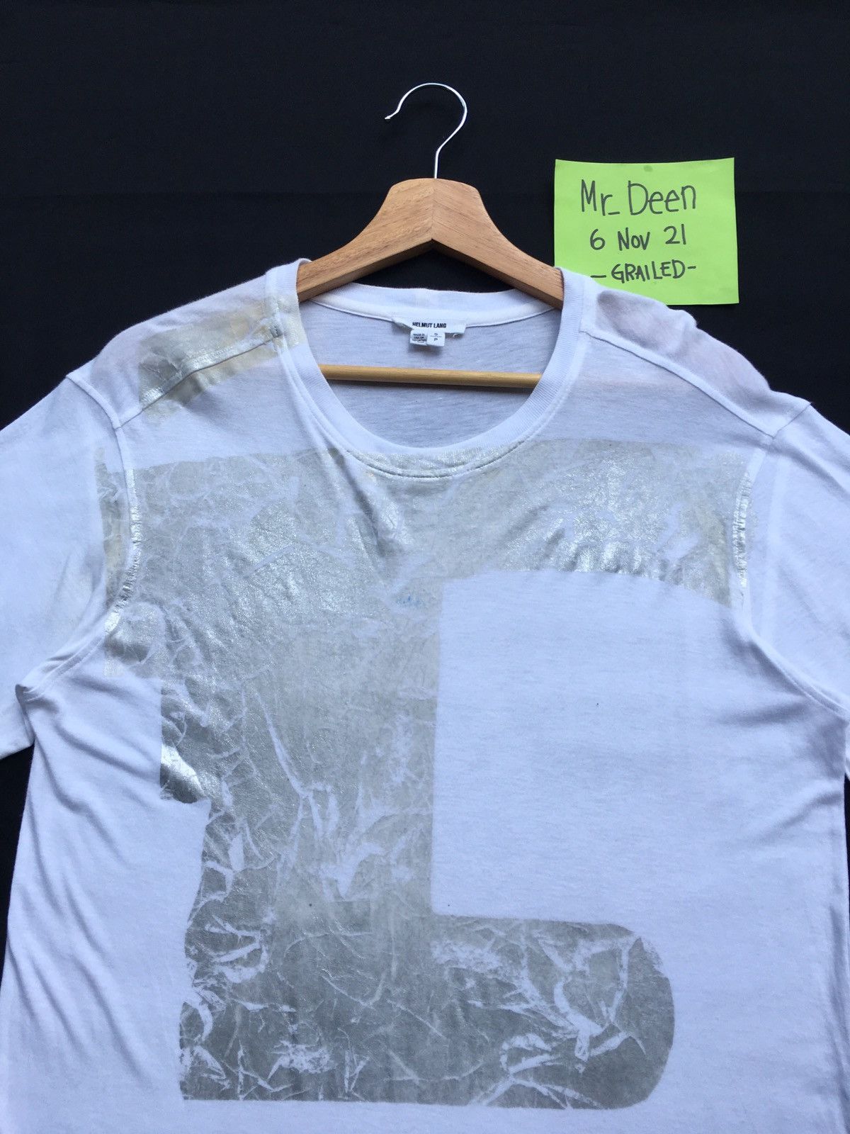Helmut Lang Rarest Helmut Lang Silver Printed White Tshirt Size US M / EU 48-50 / 2 - 5 Thumbnail