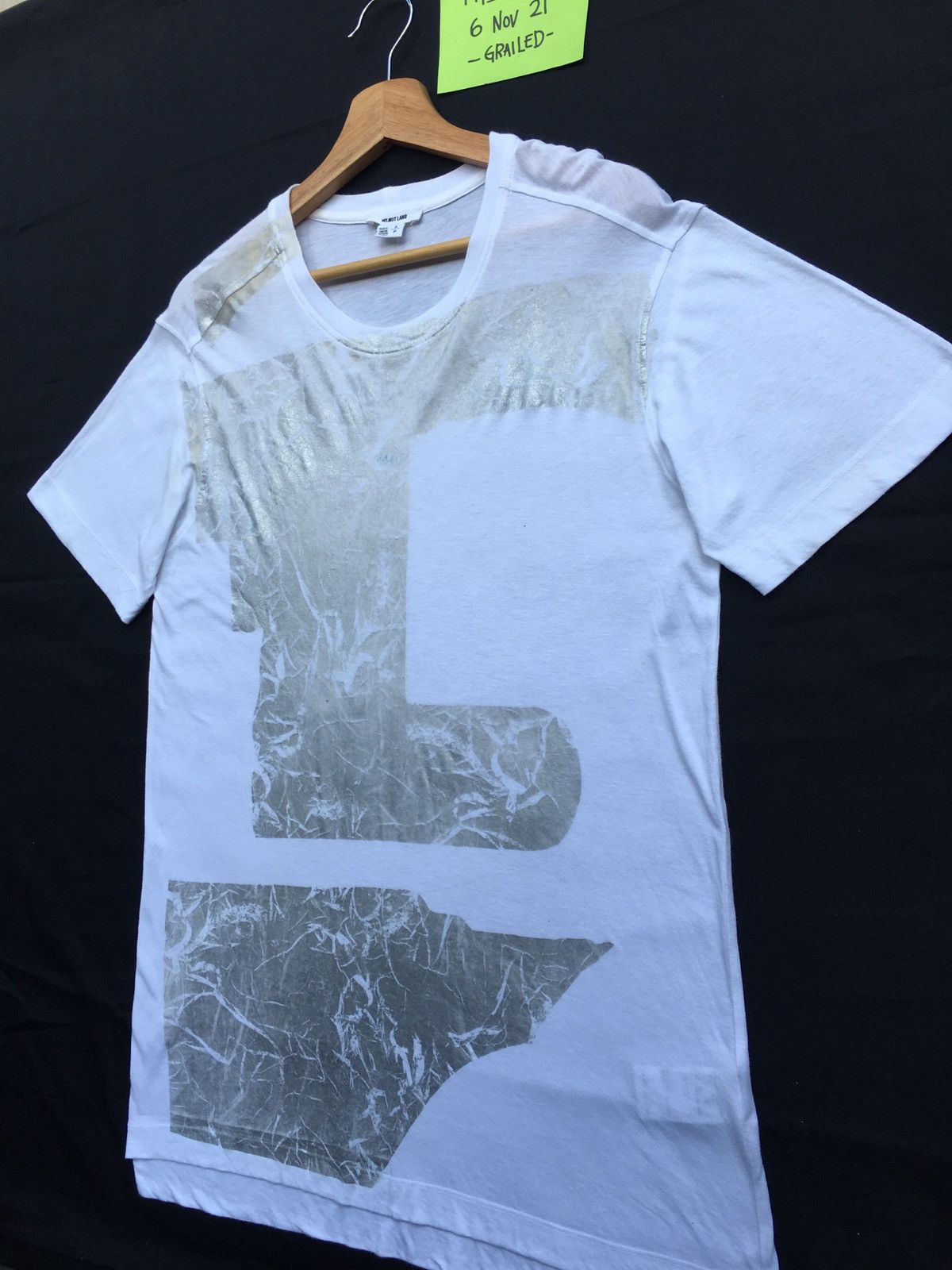 Helmut Lang Rarest Helmut Lang Silver Printed White Tshirt Size US M / EU 48-50 / 2 - 3 Thumbnail
