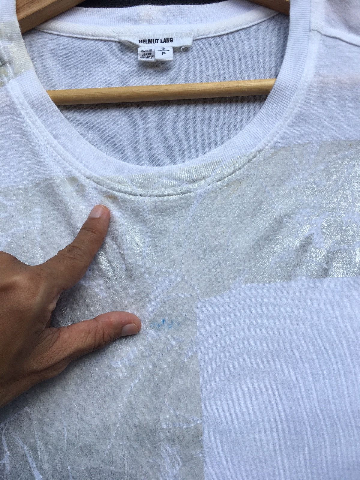 Helmut Lang Rarest Helmut Lang Silver Printed White Tshirt Size US M / EU 48-50 / 2 - 8 Thumbnail