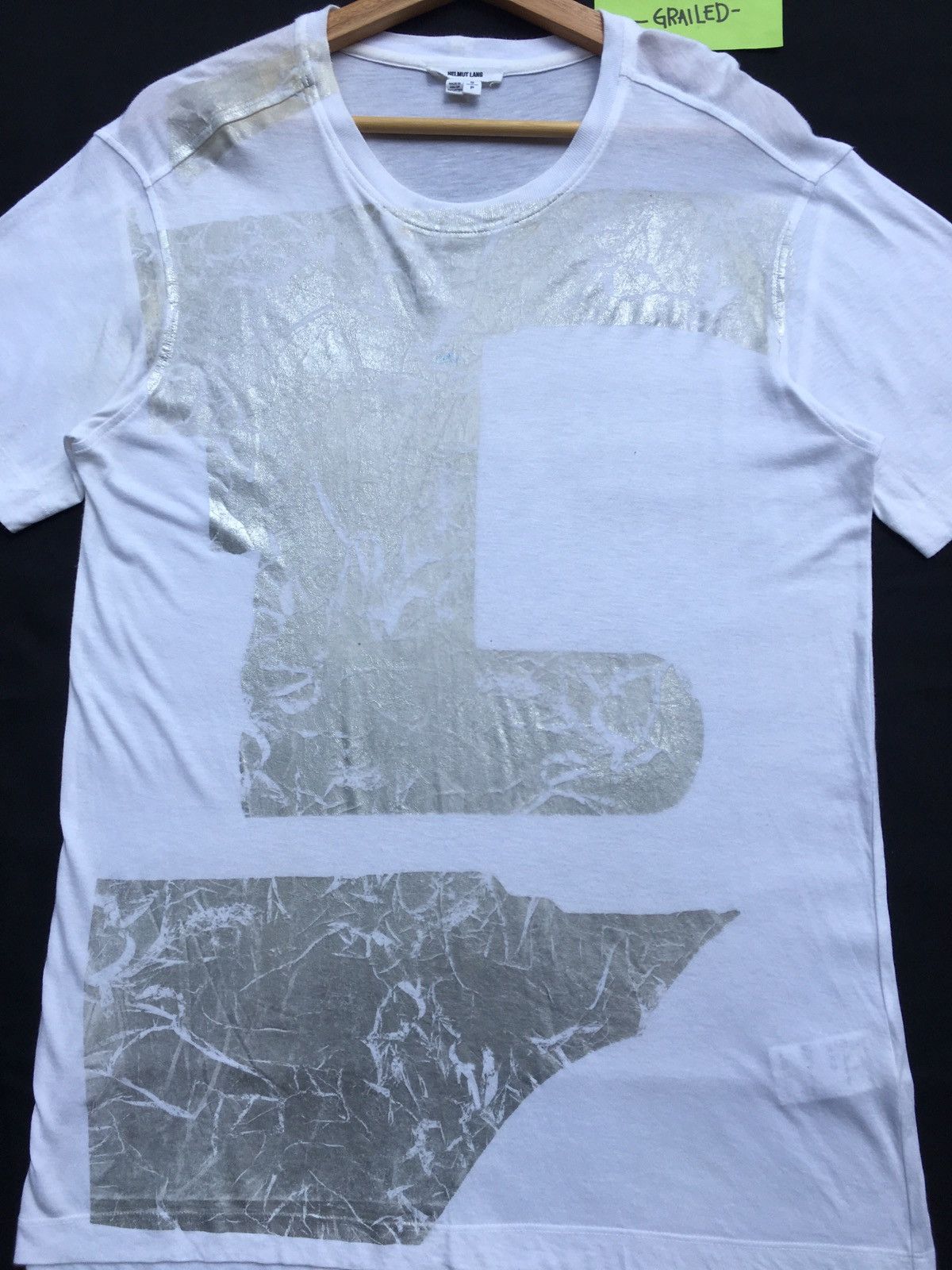 Helmut Lang Rarest Helmut Lang Silver Printed White Tshirt Size US M / EU 48-50 / 2 - 6 Thumbnail